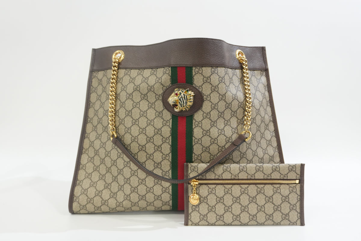 Pre-Owned Gucci Rajah Ophidia Tote Bag Brown