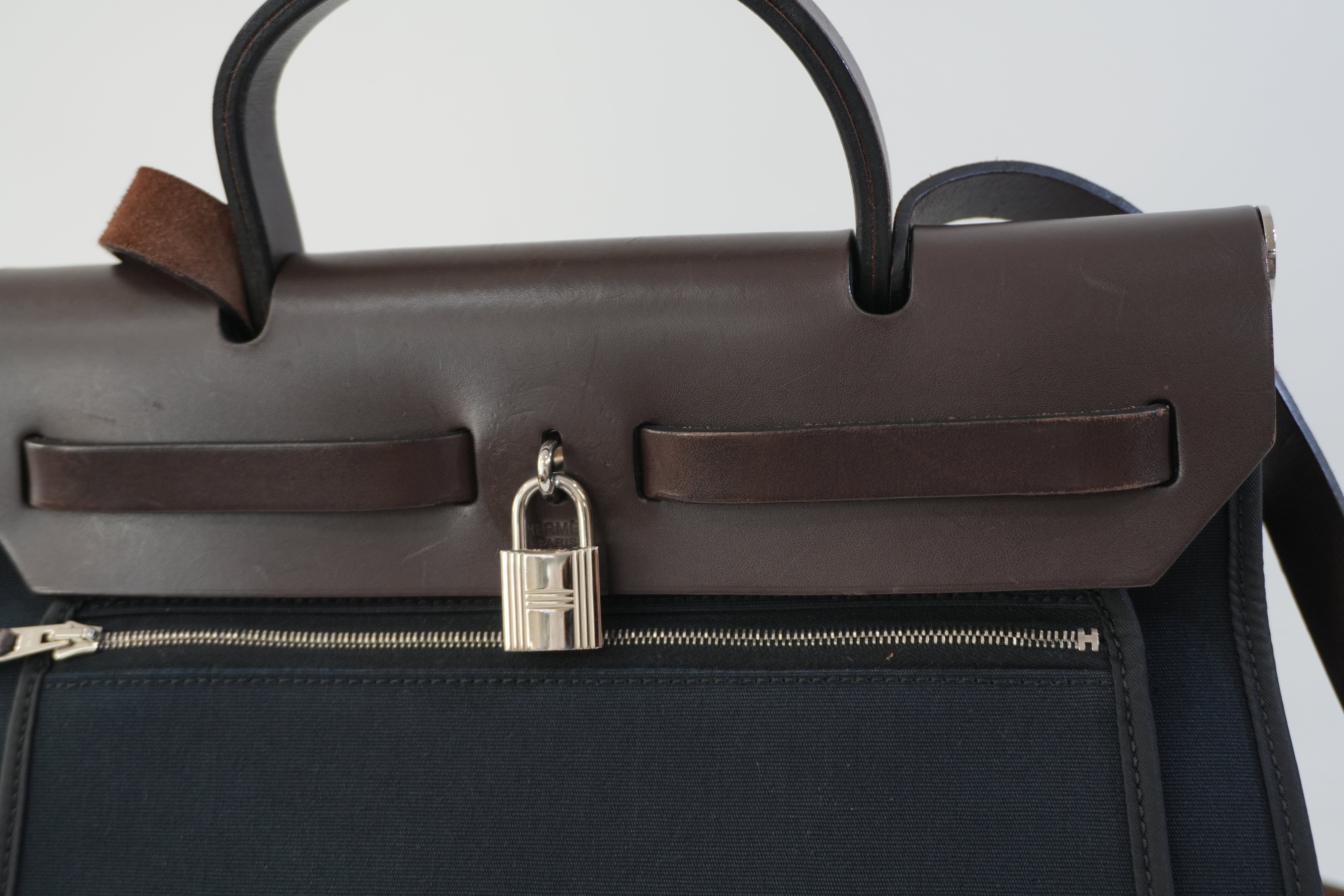 Pre-owned Hermes Canvas Herzip Tote Bag Black