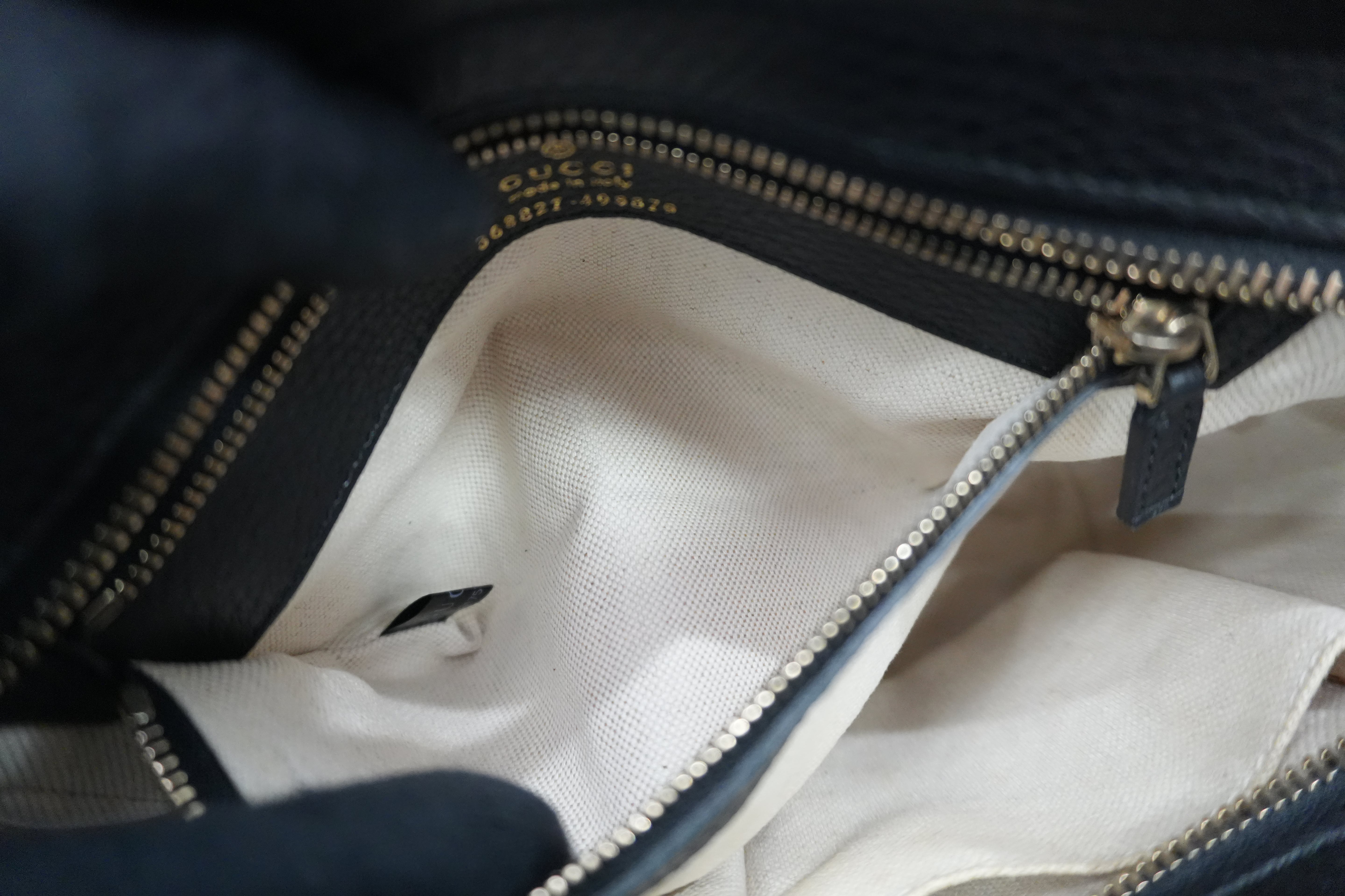 Gucci Swing Tote Bag Black Leather Used