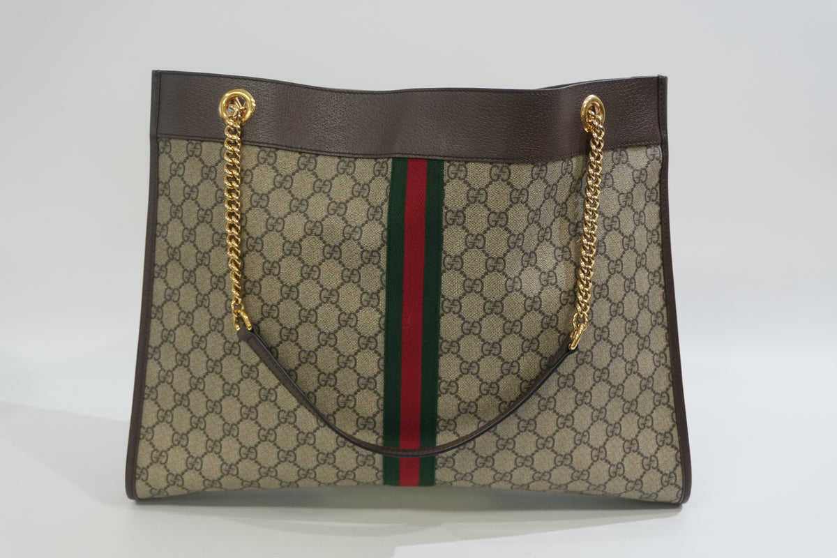 Pre-Owned Gucci Rajah Ophidia Tote Bag Brown