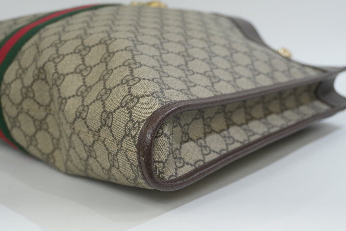 Pre-Owned Gucci Rajah Ophidia Tote Bag Brown