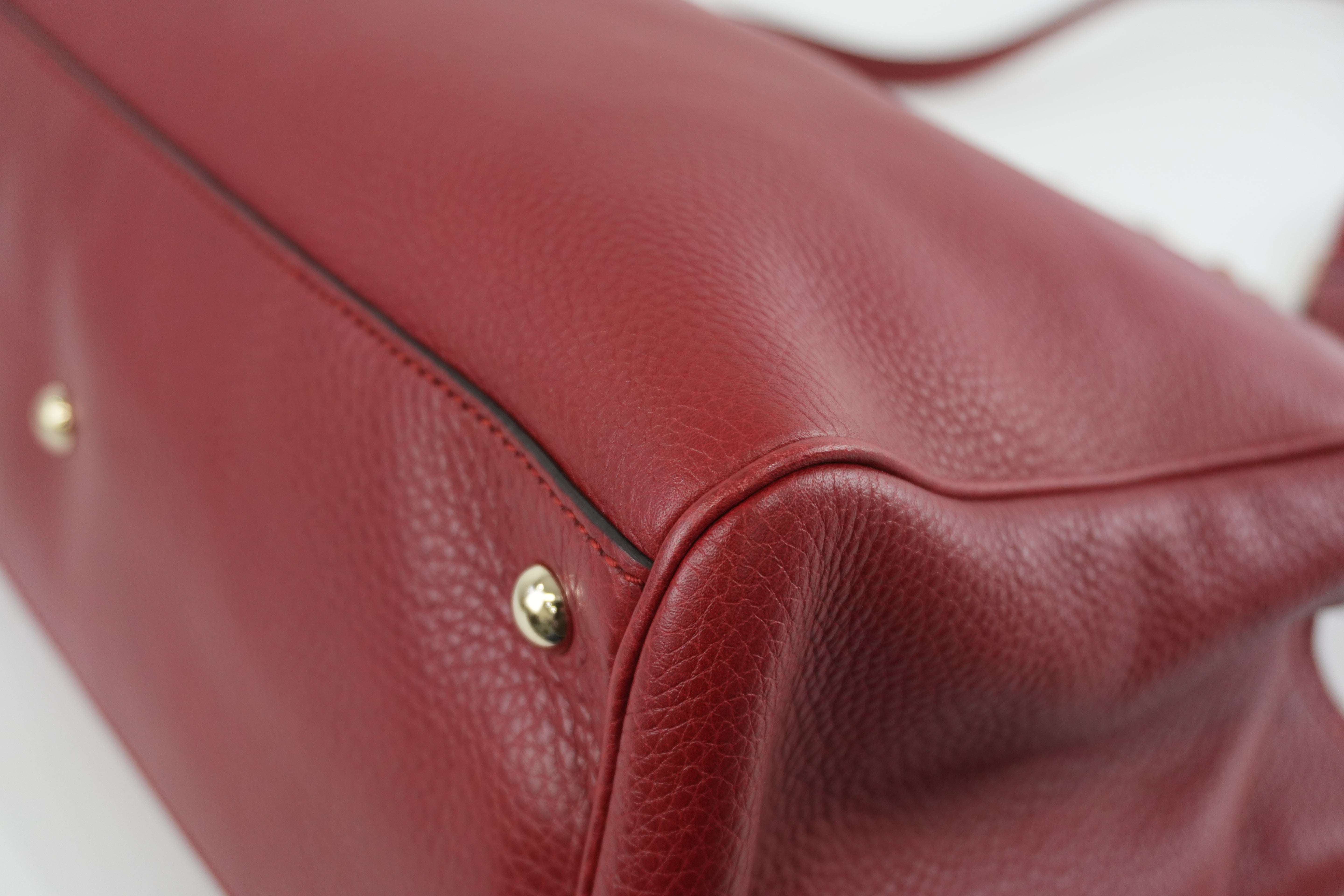 Gucci Bamboo Two Way Shoulder Bag Red Leather Used