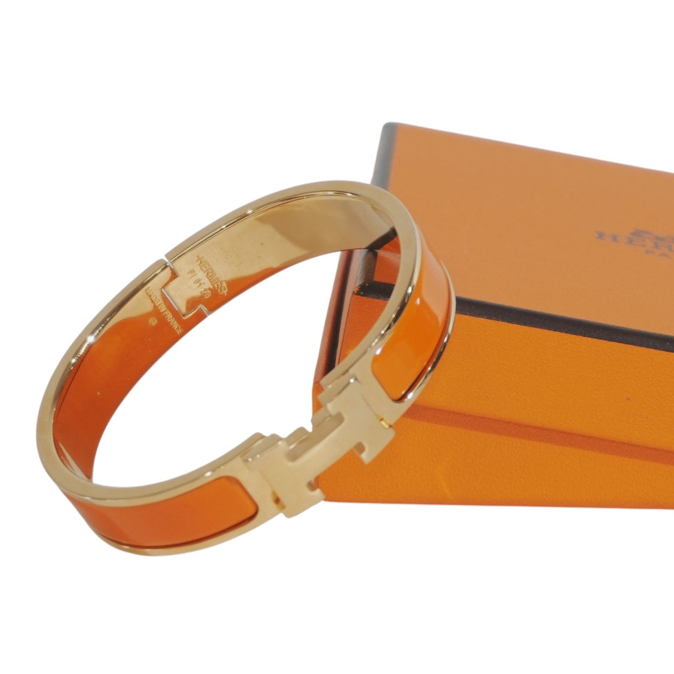 Pre-owned Hermes Clic Clac Bracelet Orange