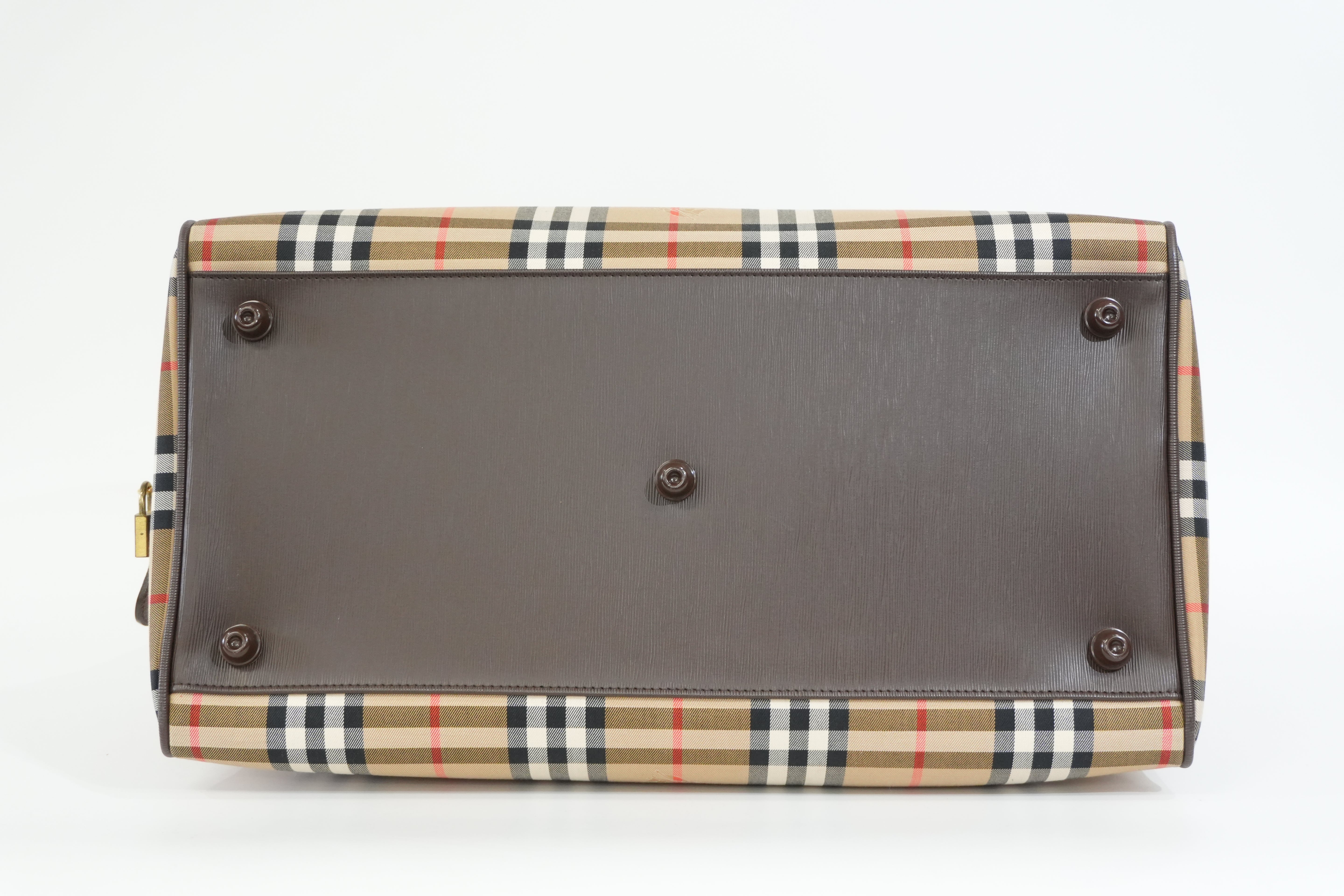 Pre-owned Burberry Haymarket Check Boston Bag
