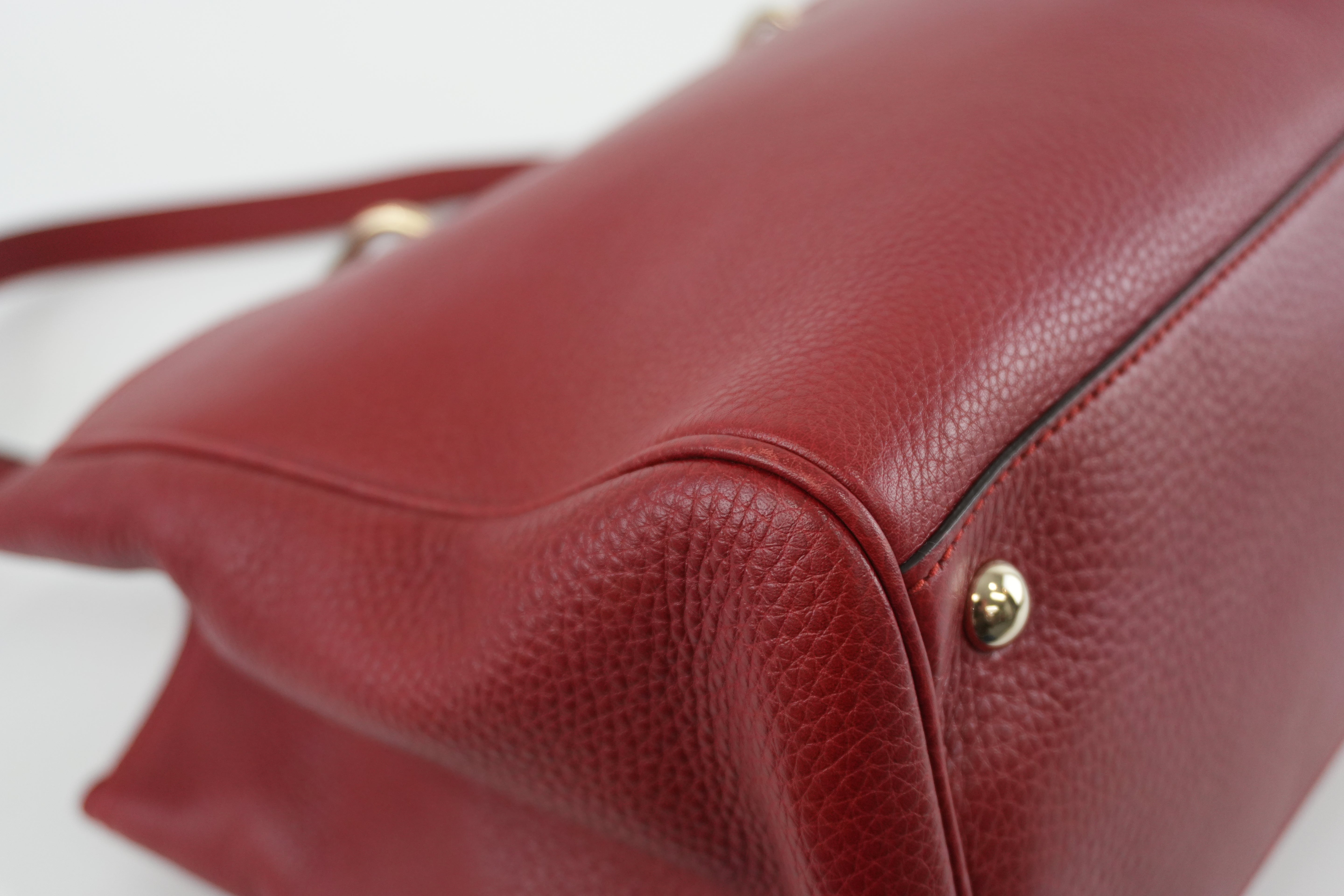 Gucci Bamboo Two Way Shoulder Bag Red Leather Used