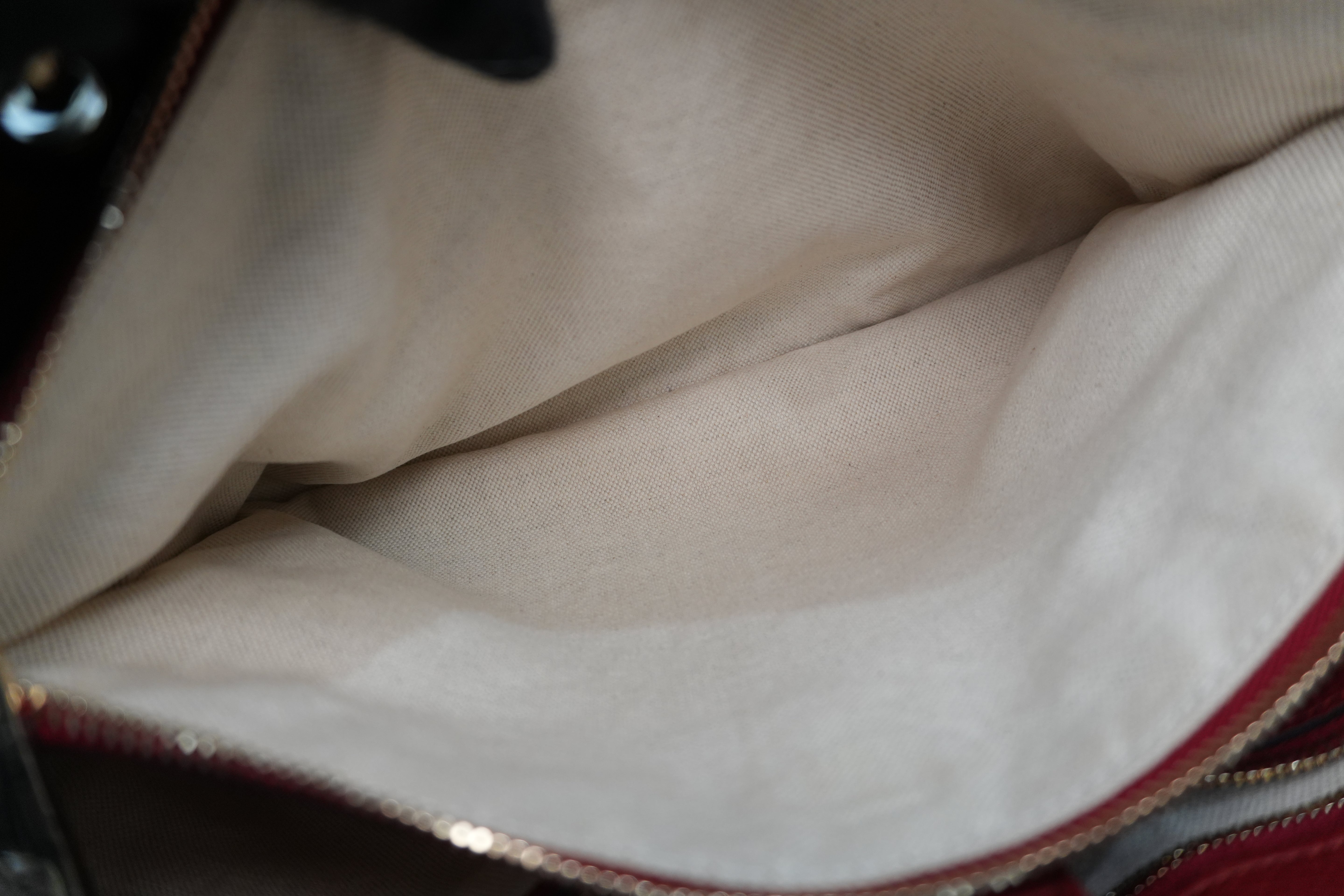 Gucci Bamboo Two Way Shoulder Bag Red Leather Used