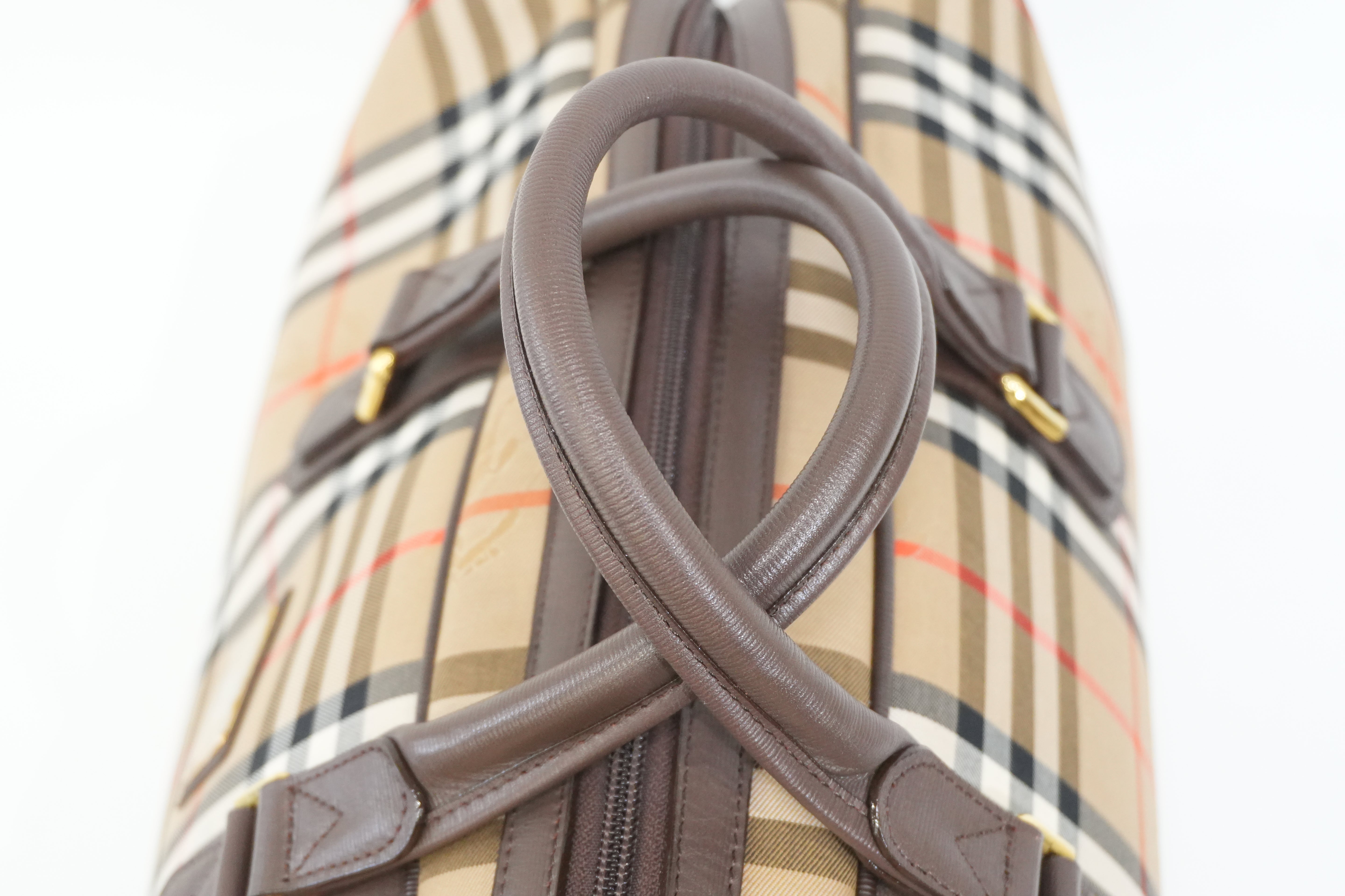 Pre-owned Burberry Haymarket Check Boston Bag