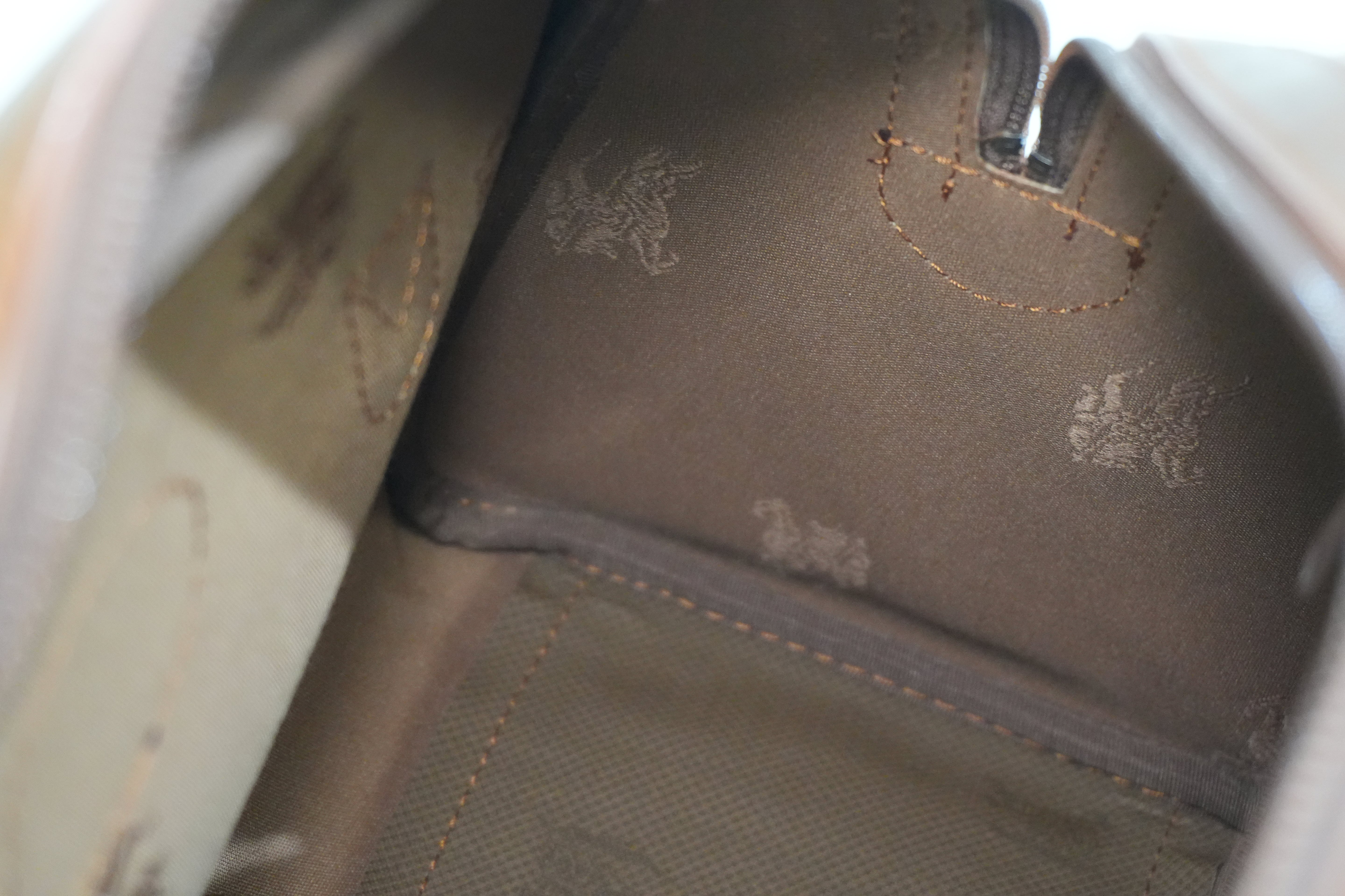Pre-owned Burberry Haymarket Check Boston Bag Brown