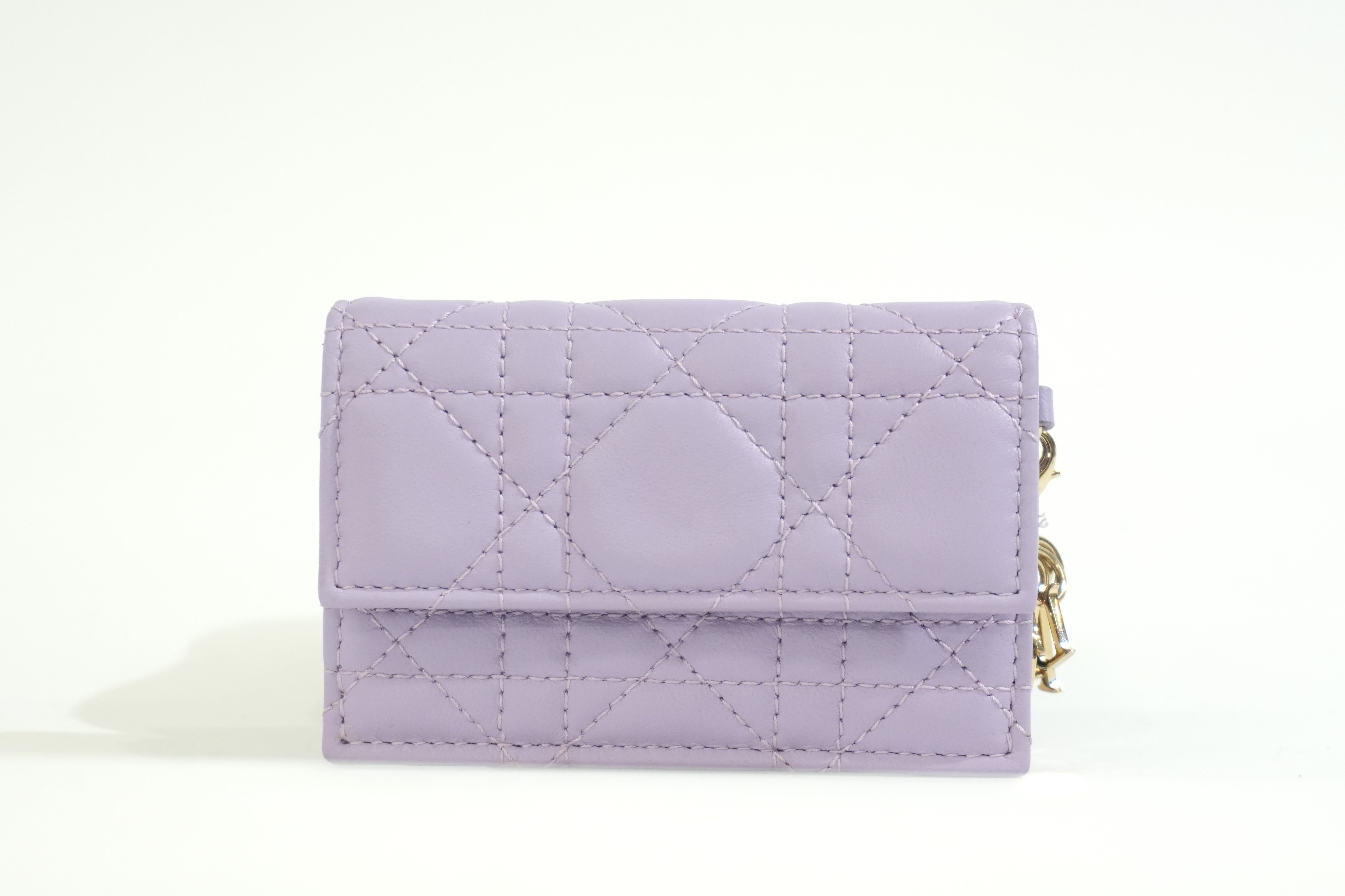 Pre-owned Dior Card Case Purple