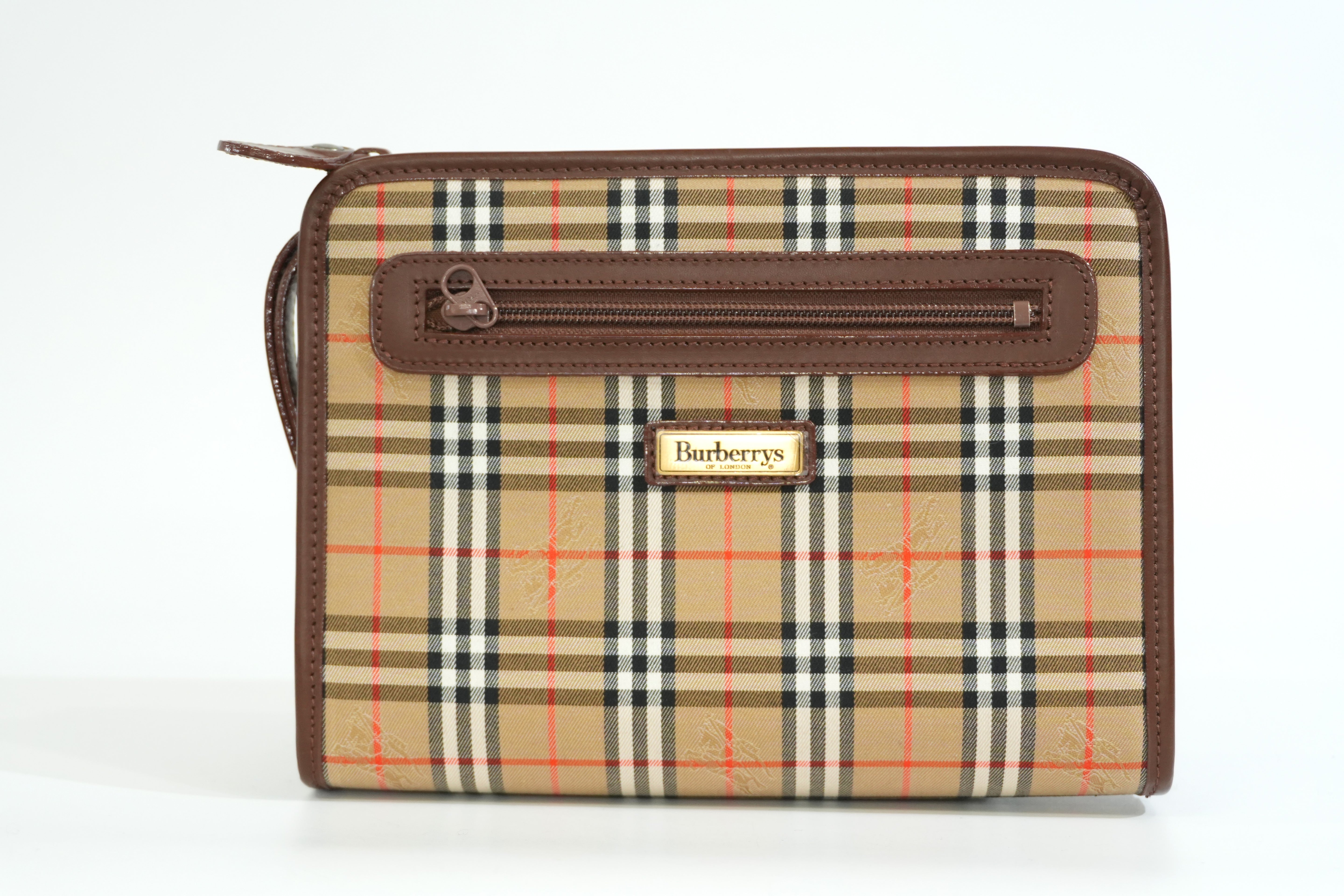 Pre-owned Burberry Vinatage Haymarket Check Clutch Bag Brown