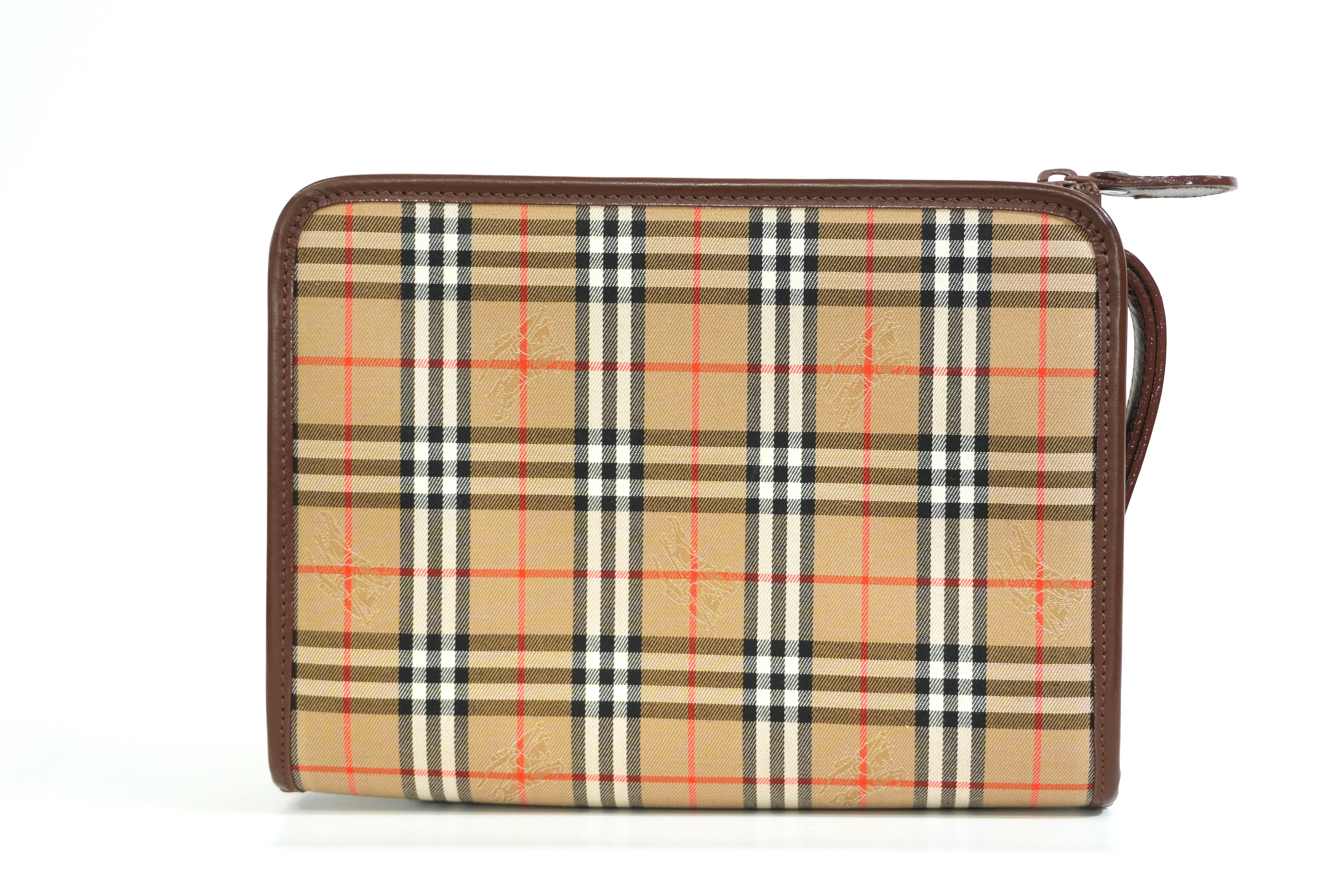 Pre-owned Burberry Vinatage Haymarket Check Clutch Bag Brown