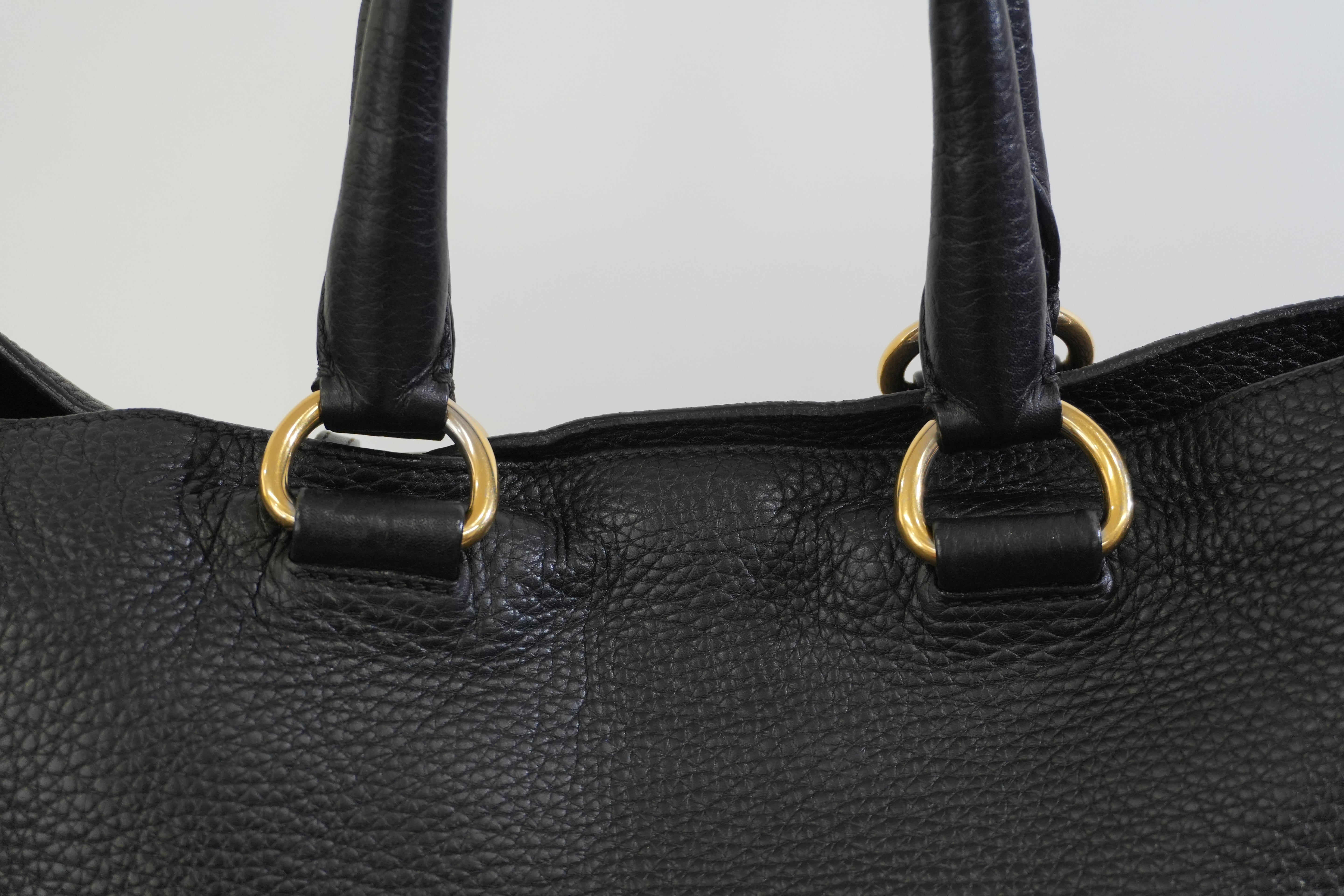 Pre-owned Prada Leather Two Way Shoulder Tote Bag Black