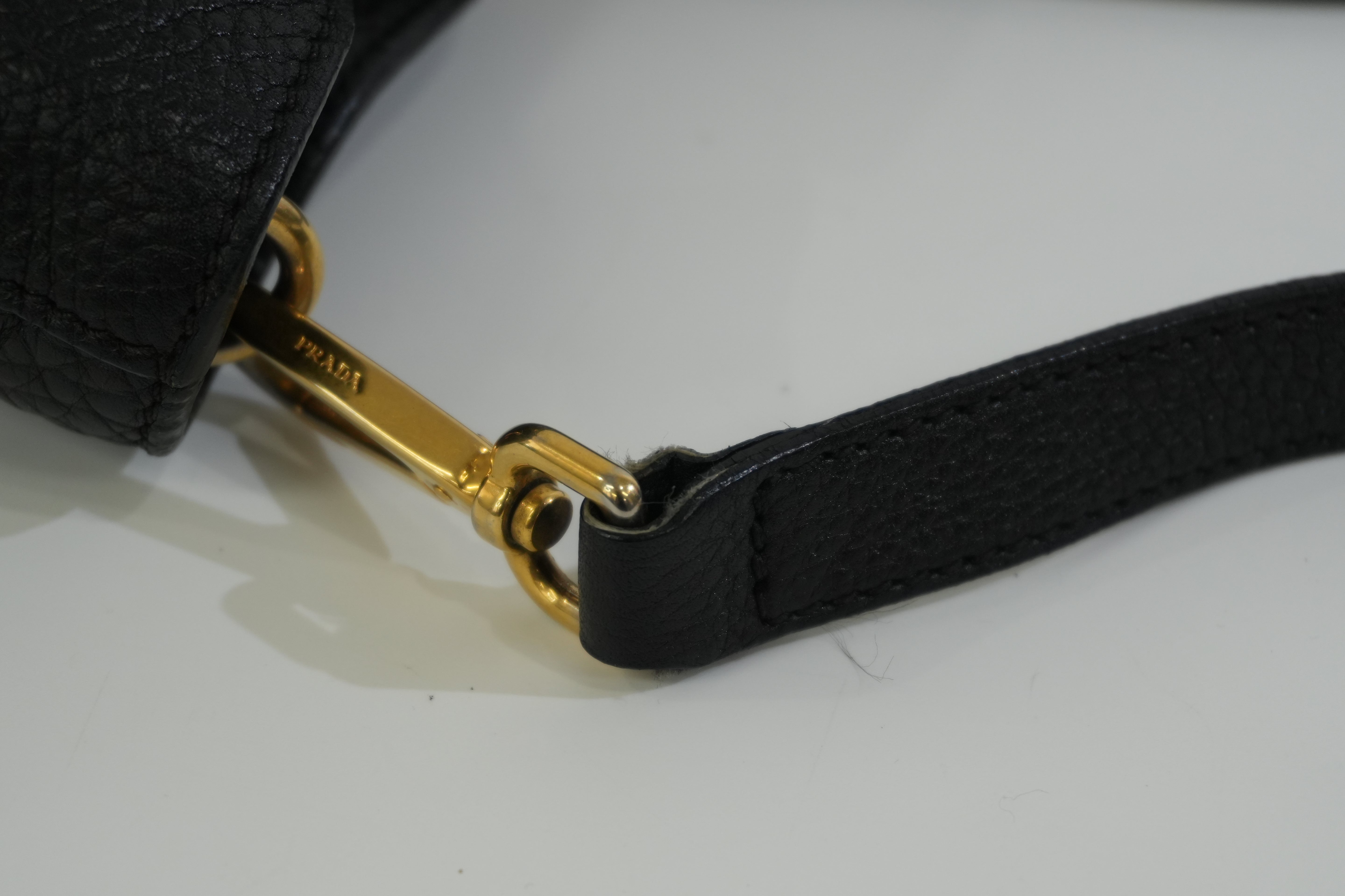 Pre-owned Prada Leather Two Way Shoulder Tote Bag Black