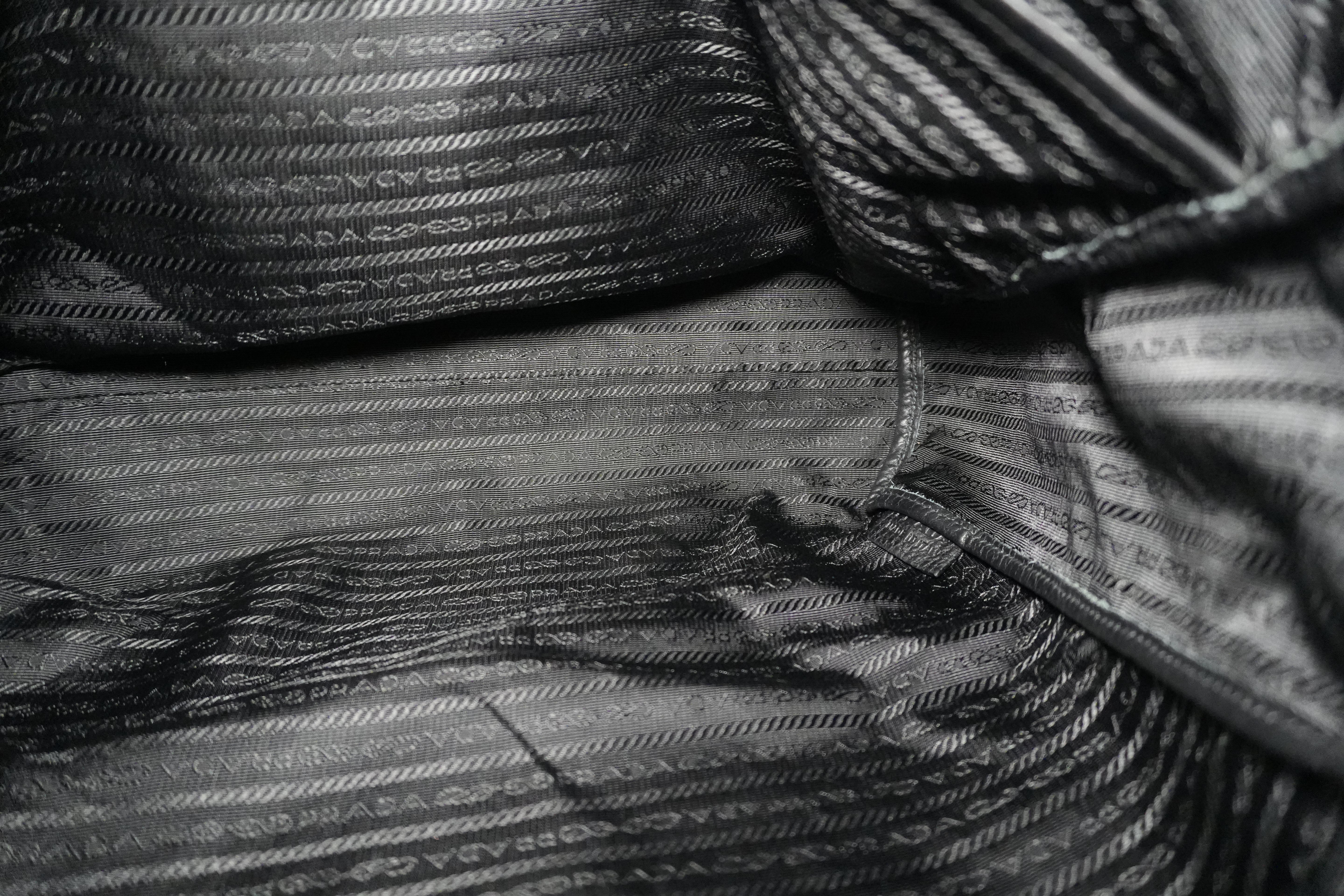 Pre-owned Prada Leather Two Way Shoulder Tote Bag Black