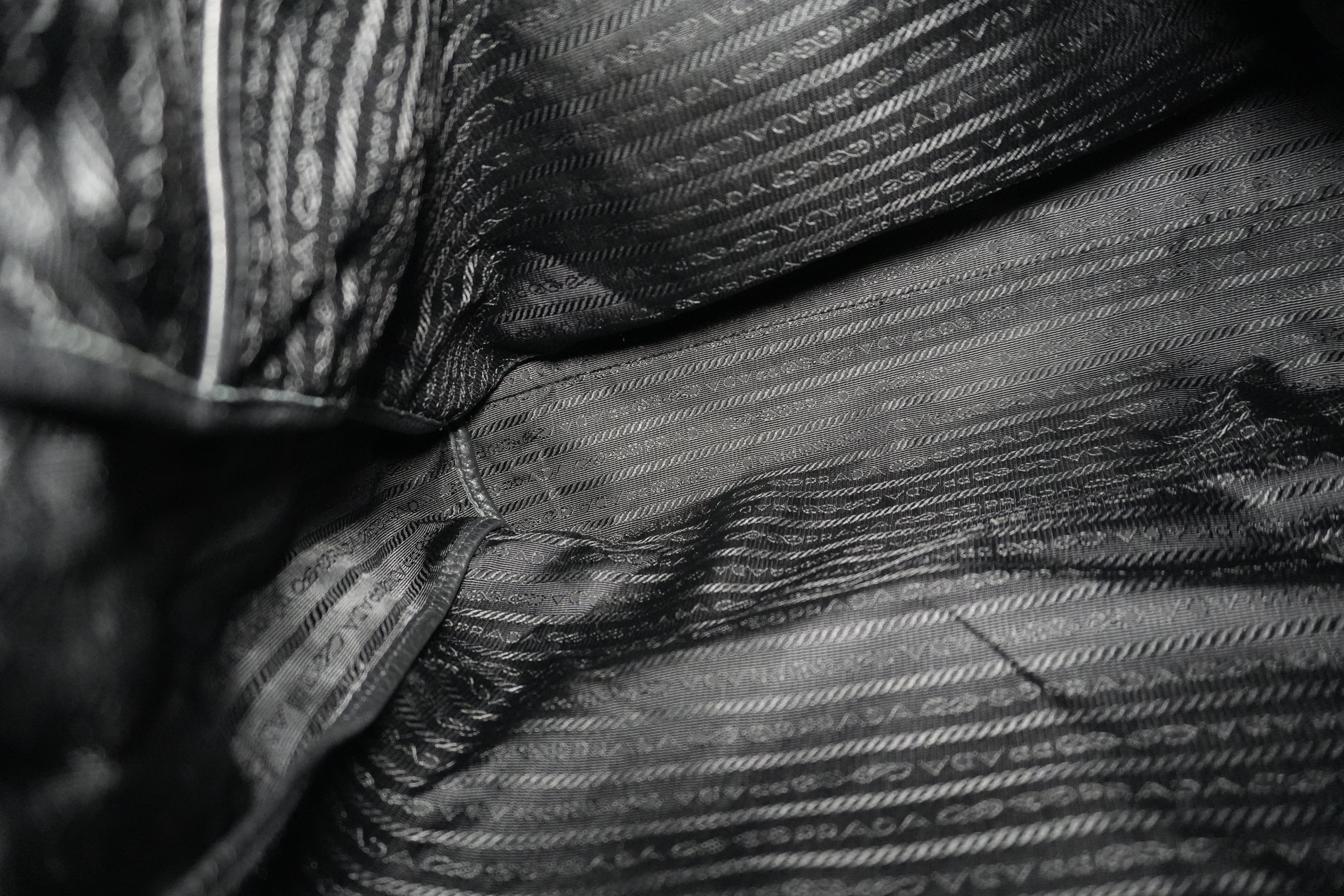 Pre-owned Prada Leather Two Way Shoulder Tote Bag Black