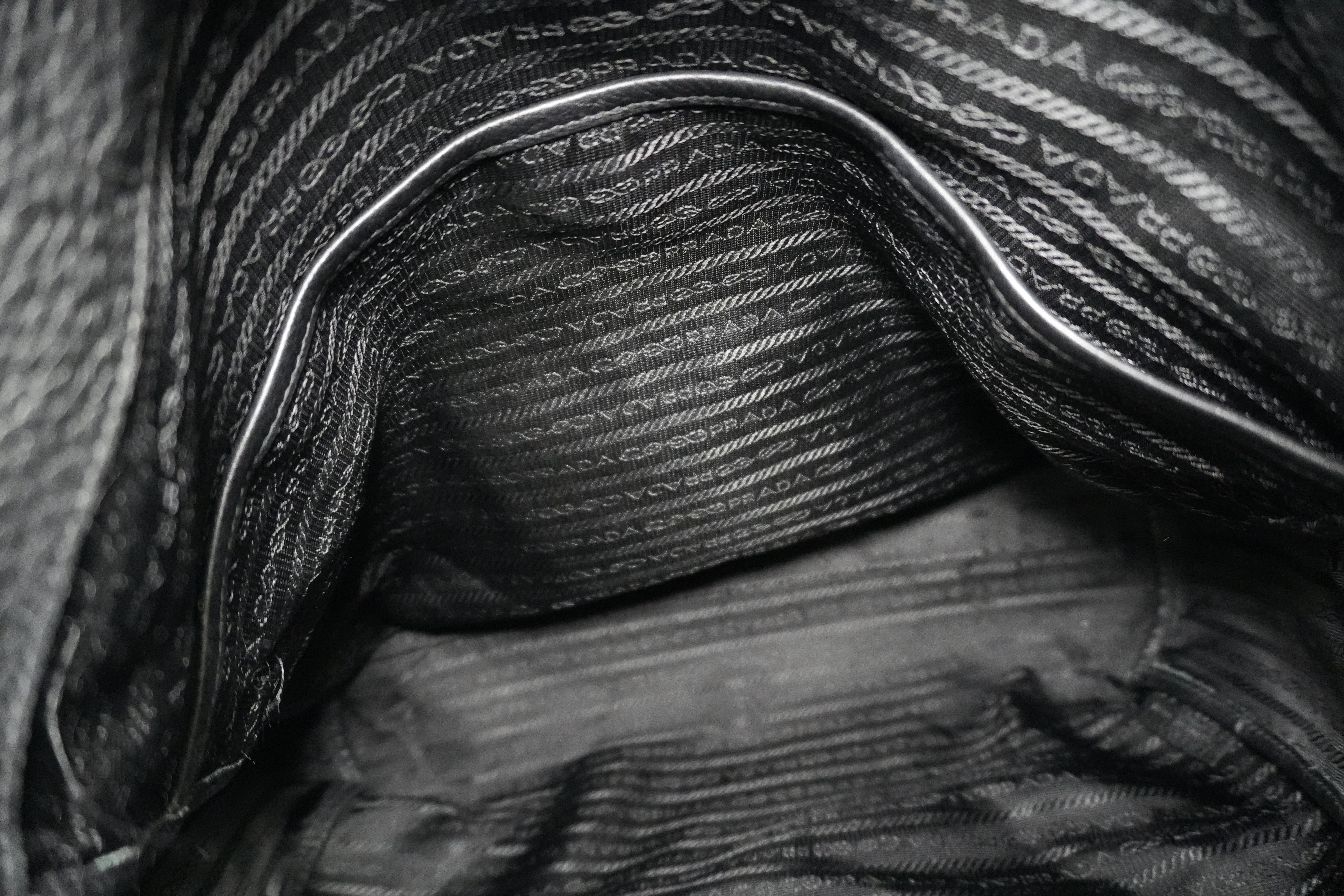 Pre-owned Prada Leather Two Way Shoulder Tote Bag Black