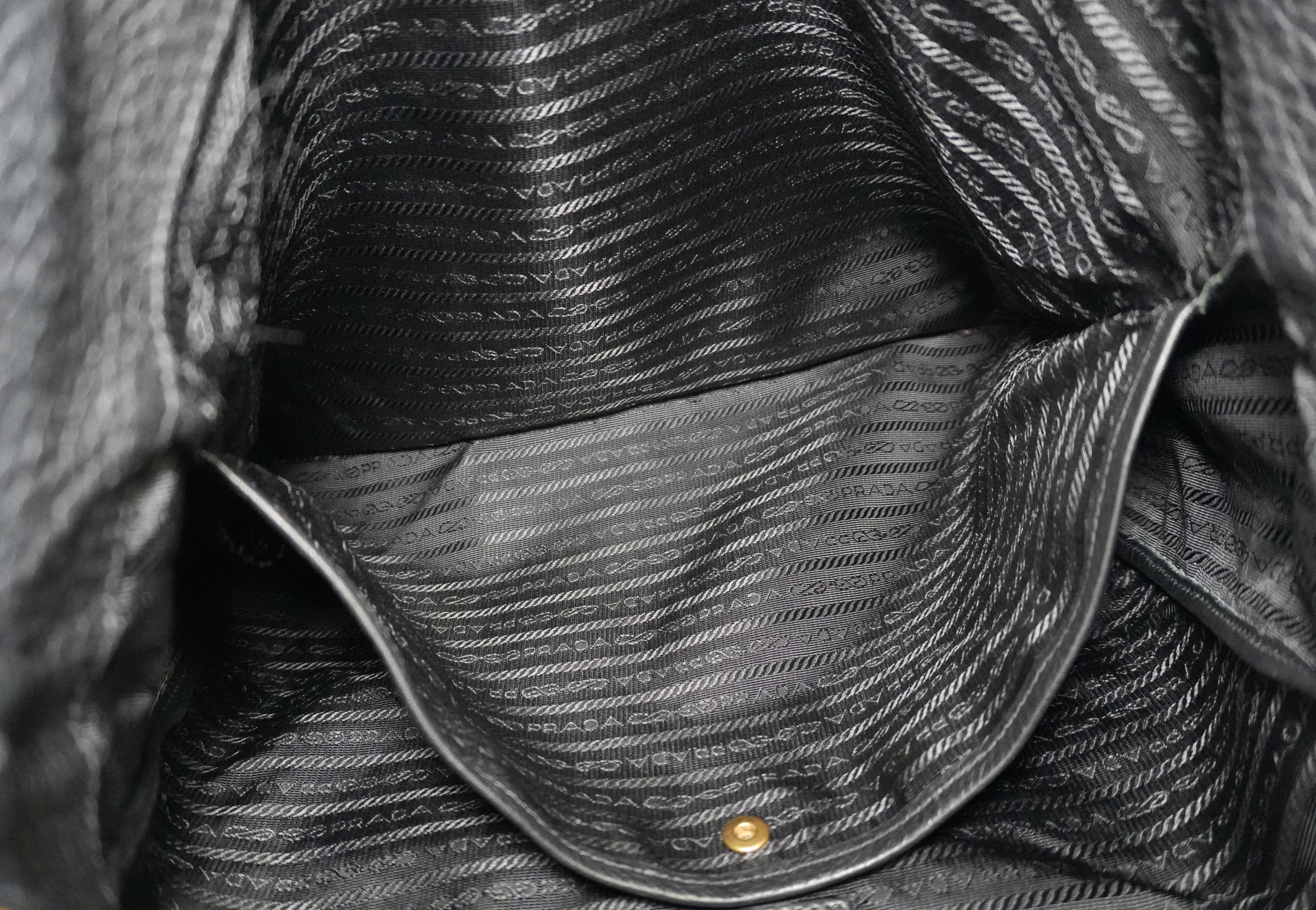 Pre-owned Prada Leather Two Way Shoulder Tote Bag Black