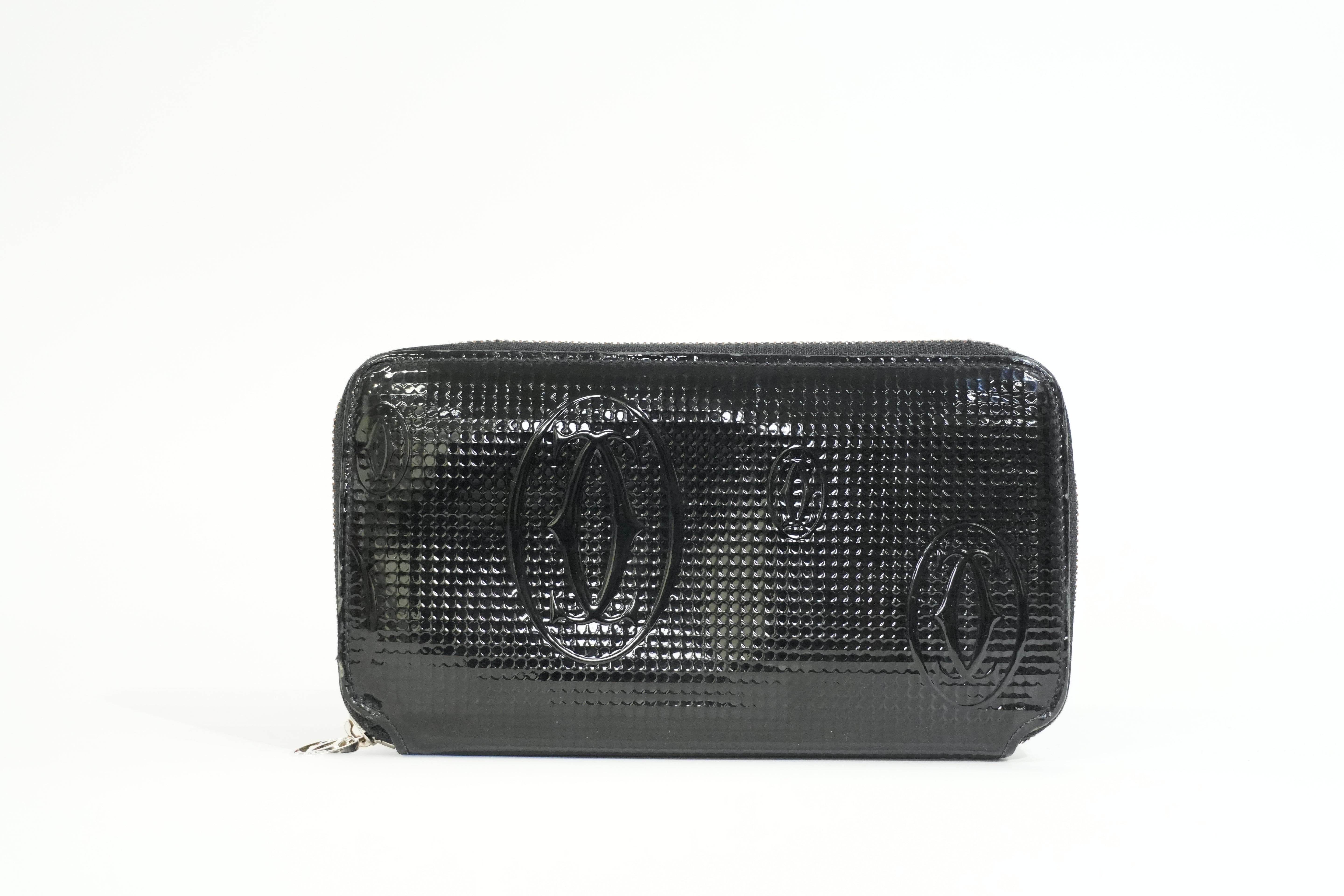 Pre-owned Cartier Zippy Long Wallet Black
