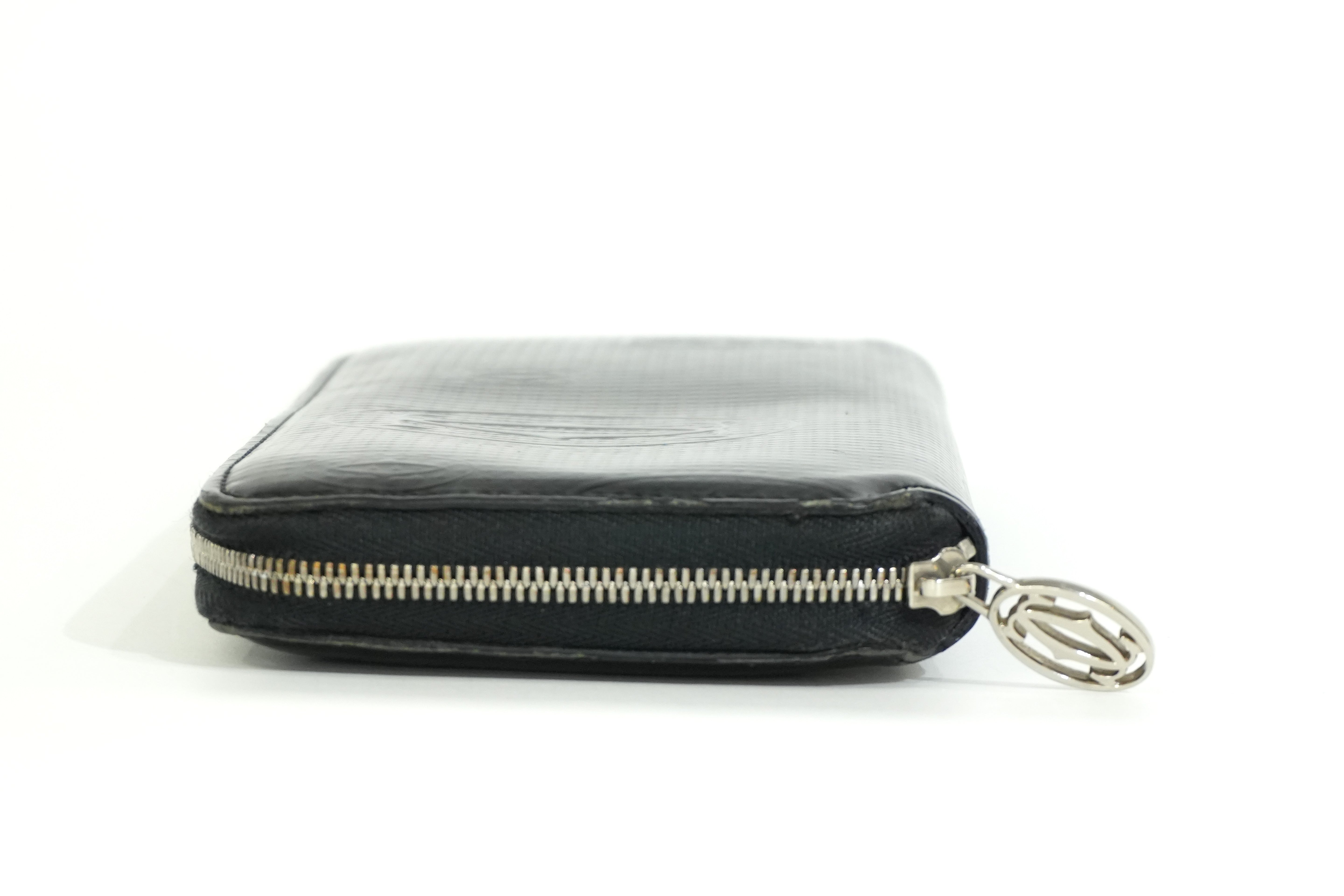 Pre-owned Cartier Zippy Long Wallet Black