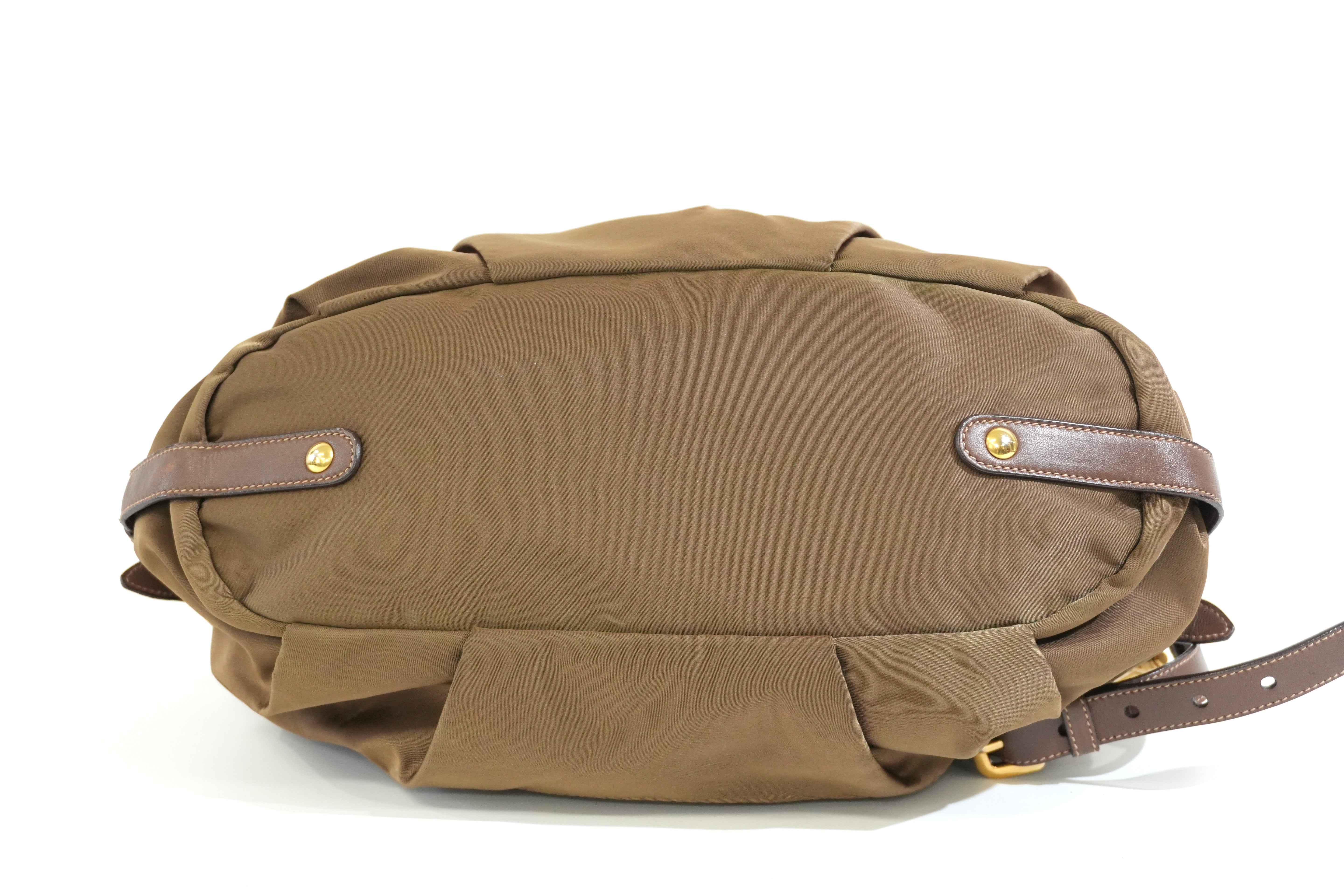 Pre-owned Prada Tessuto Two Way Shoulder Bag Olive Green