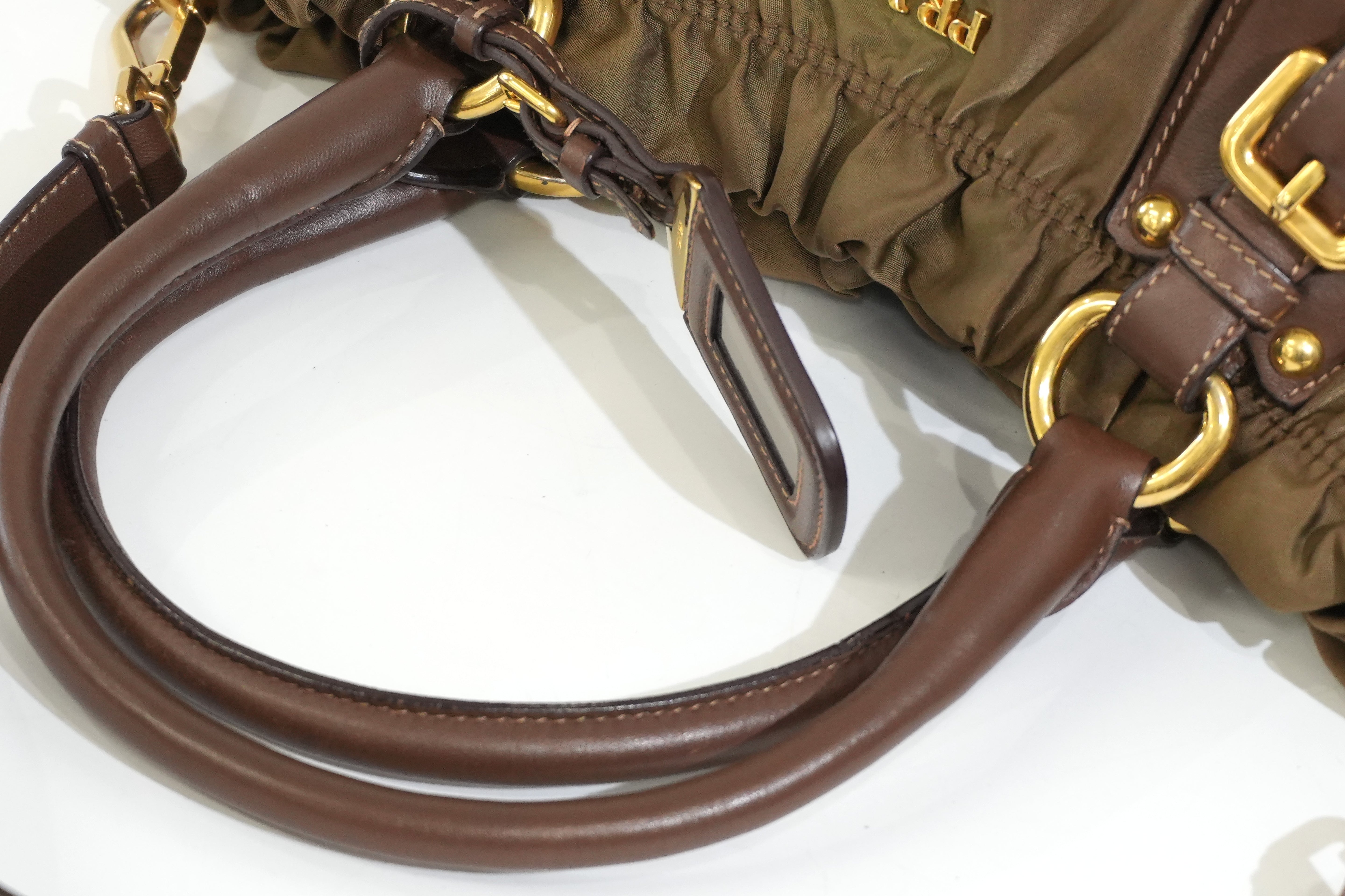 Pre-owned Prada Tessuto Two Way Shoulder Bag Olive Green