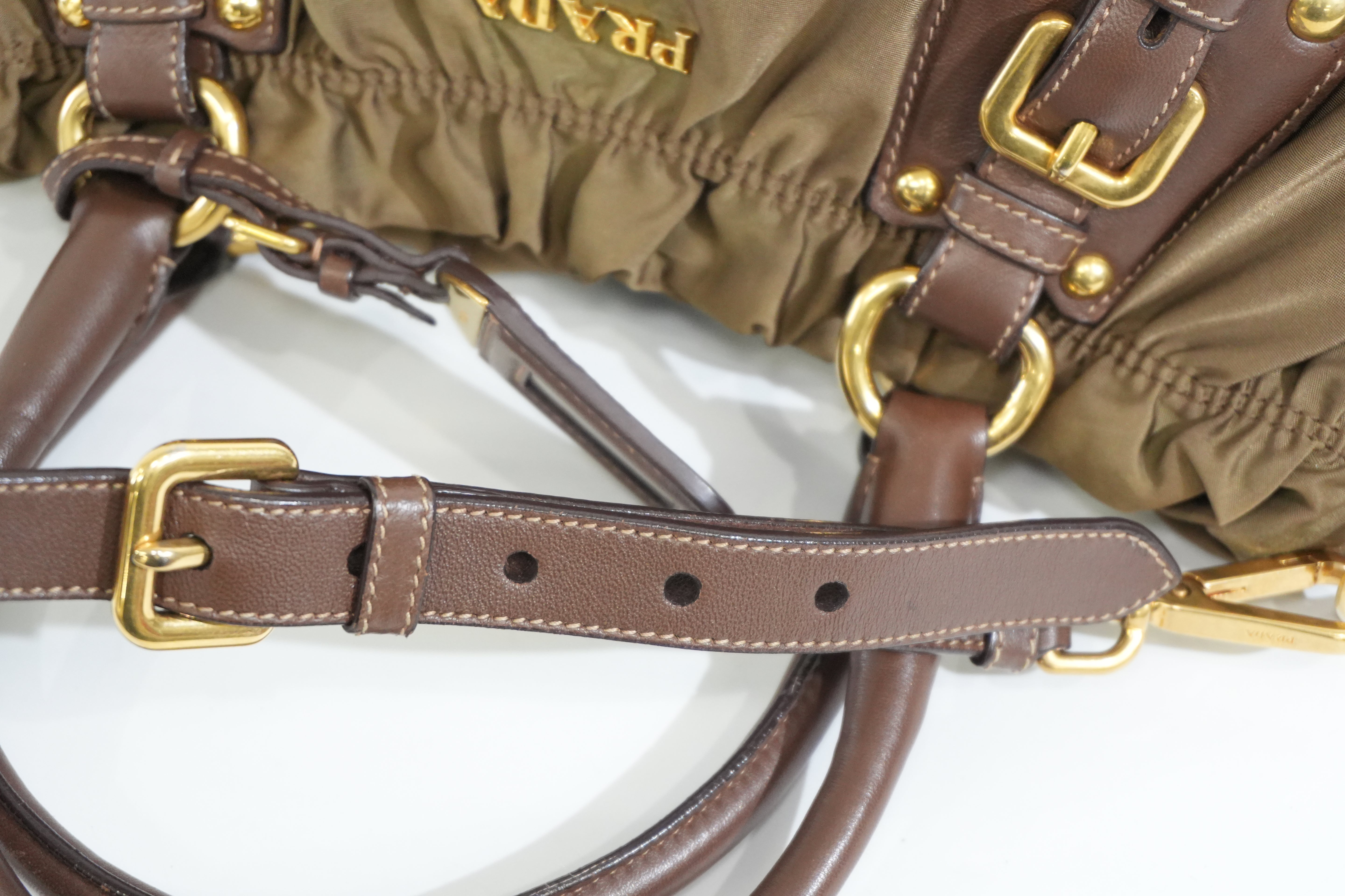 Pre-owned Prada Tessuto Two Way Shoulder Bag Olive Green