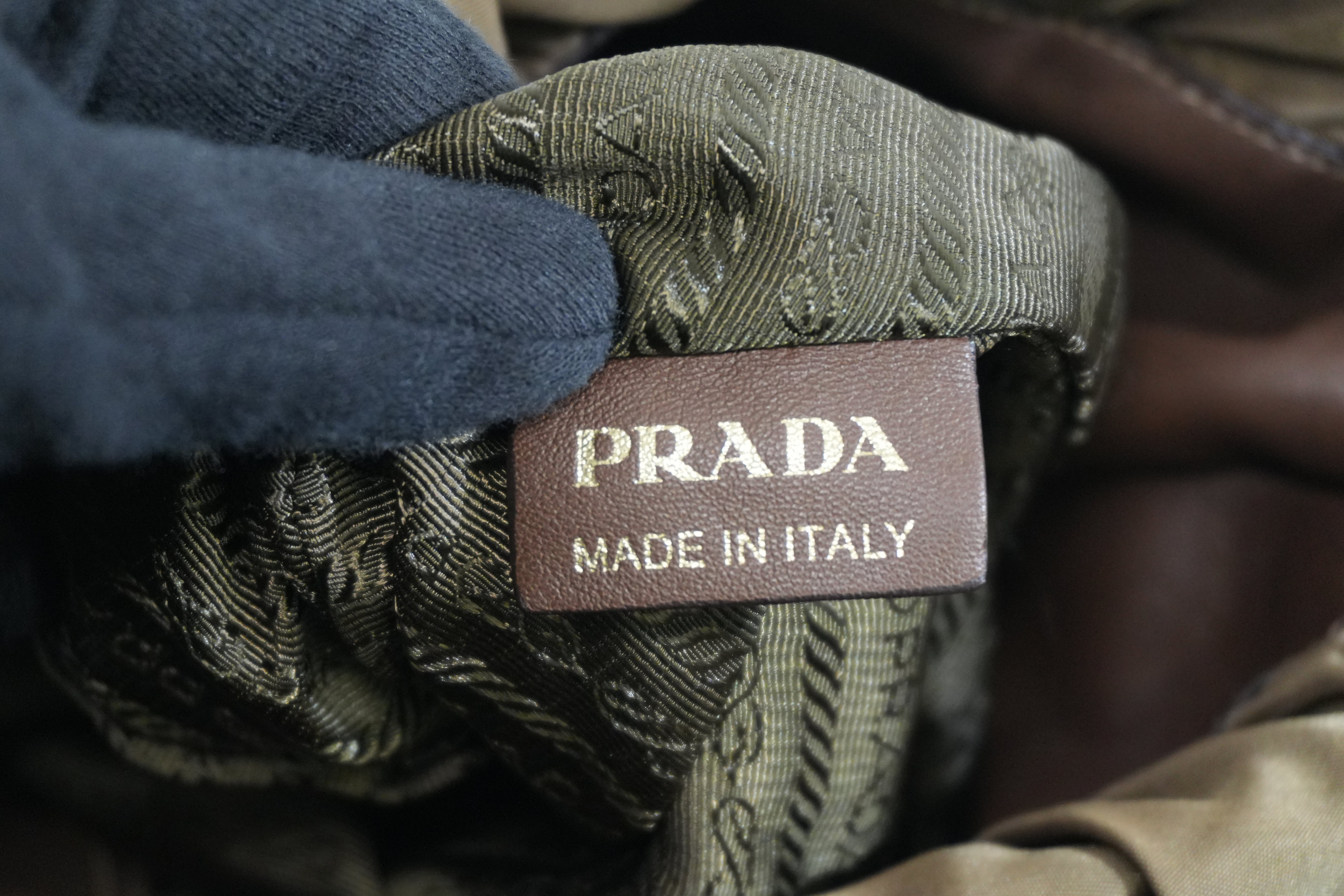 Pre-owned Prada Tessuto Two Way Shoulder Bag Olive Green