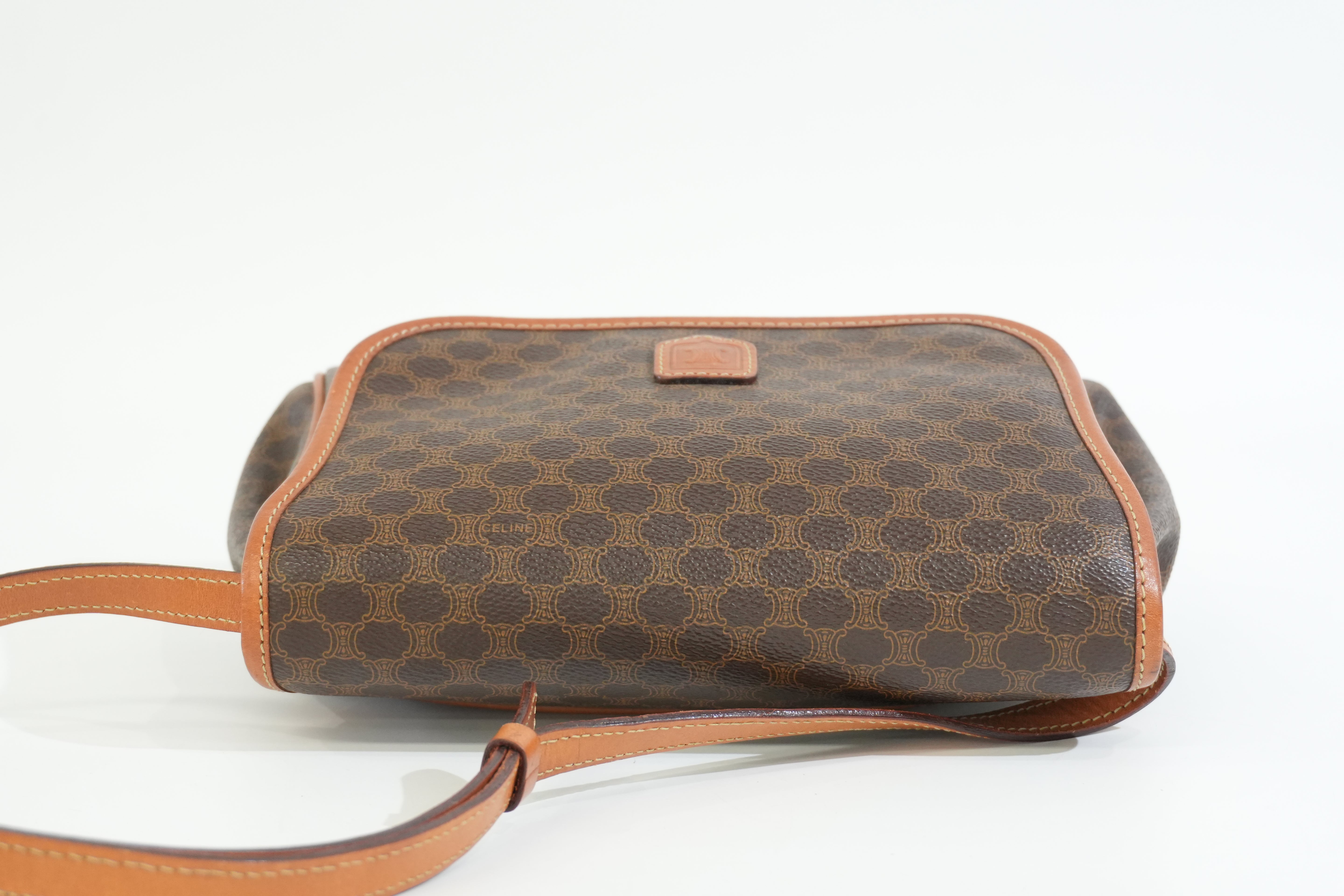 Pre-owned Celine Macadam Crossbody Bag Brown