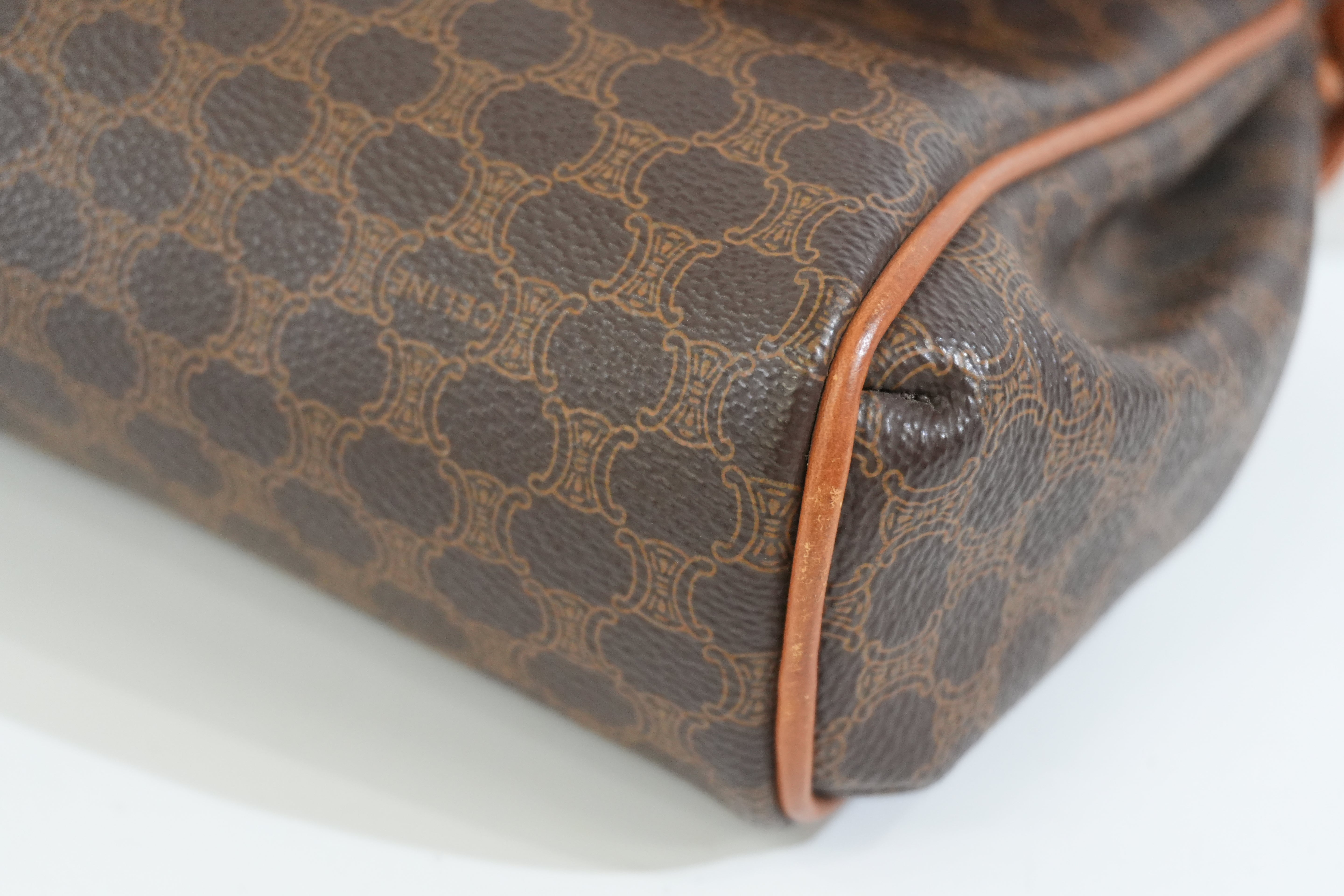 Pre-owned Celine Macadam Crossbody Bag Brown