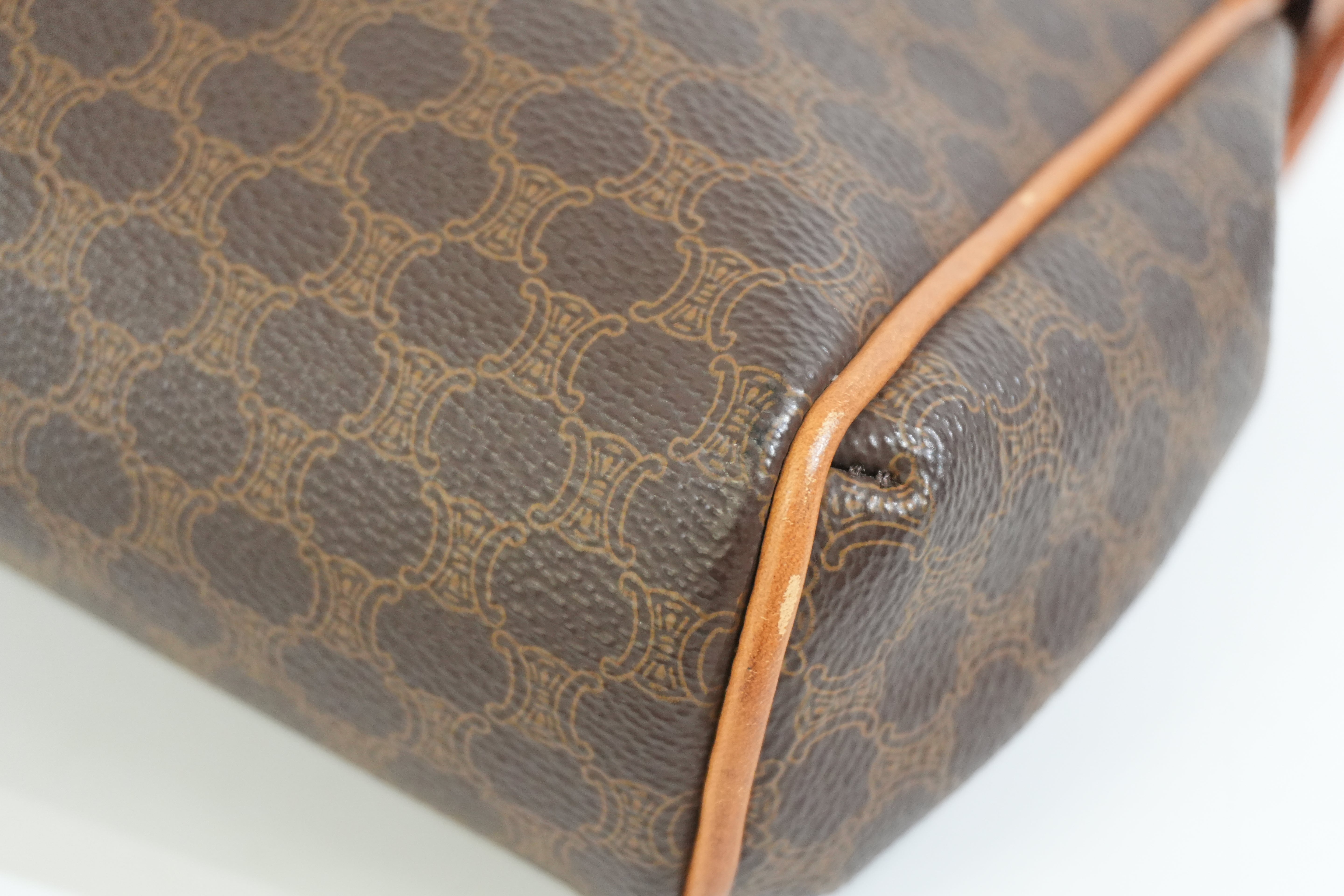 Pre-owned Celine Macadam Crossbody Bag Brown