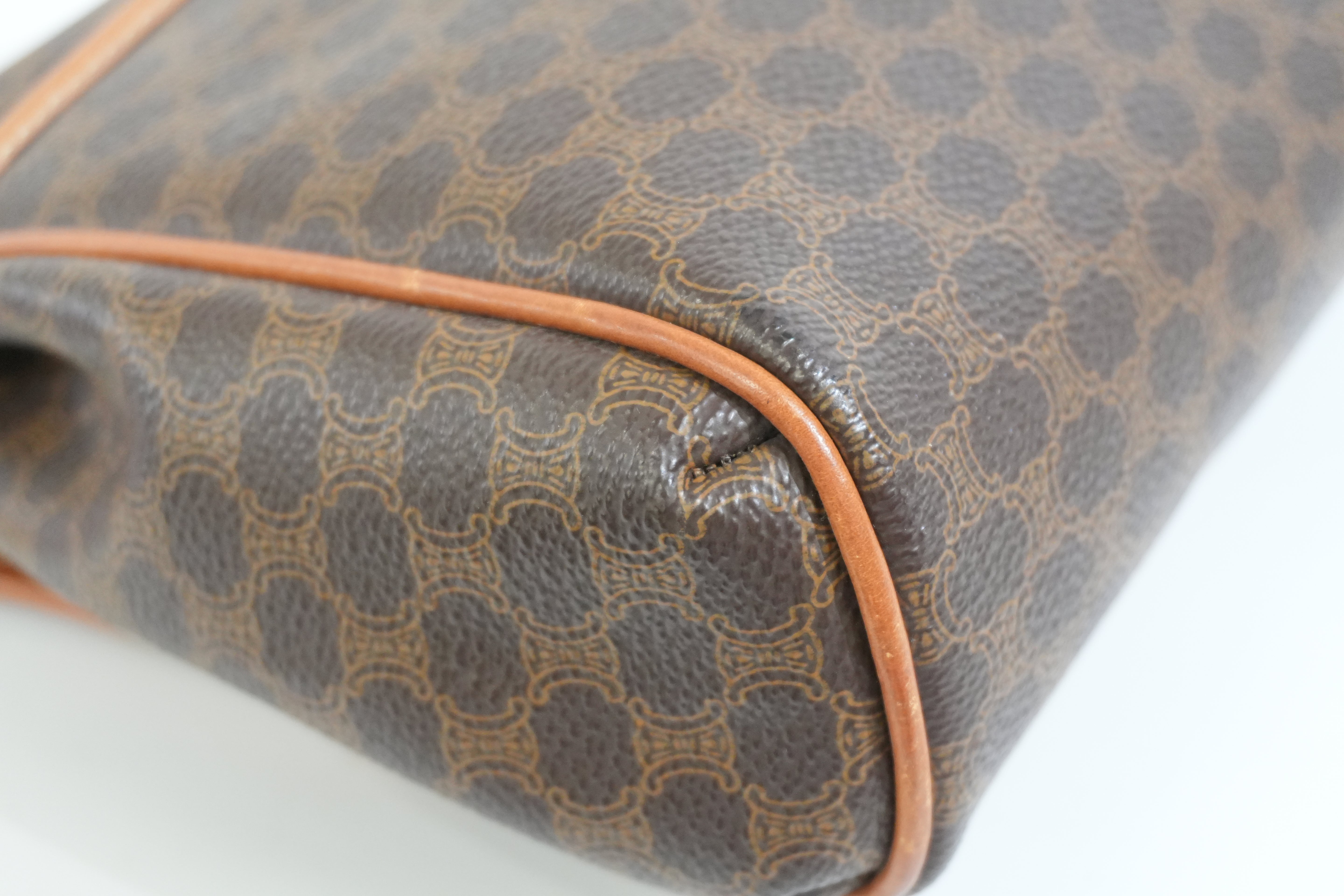 Pre-owned Celine Macadam Crossbody Bag Brown