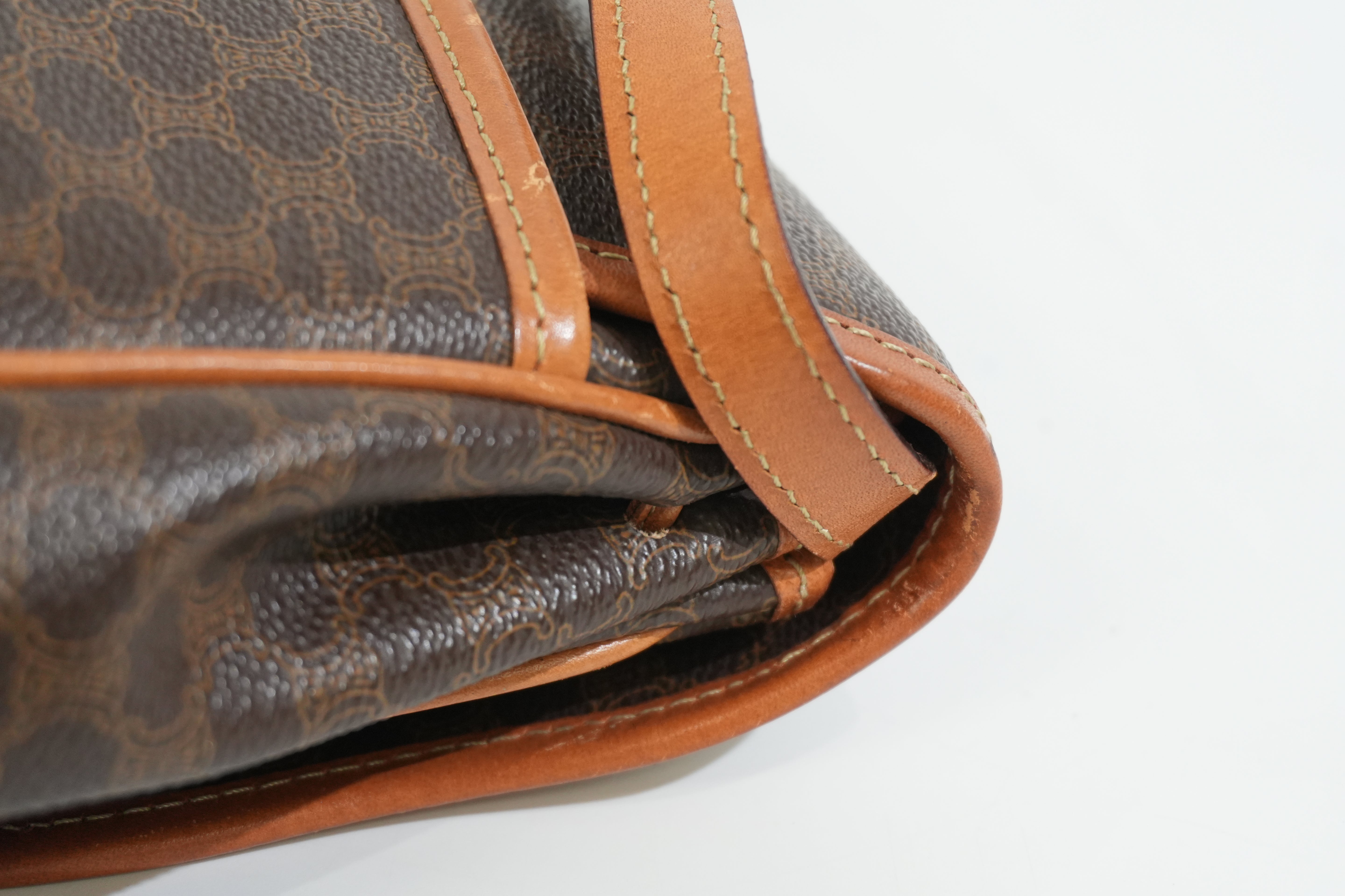 Pre-owned Celine Macadam Crossbody Bag Brown