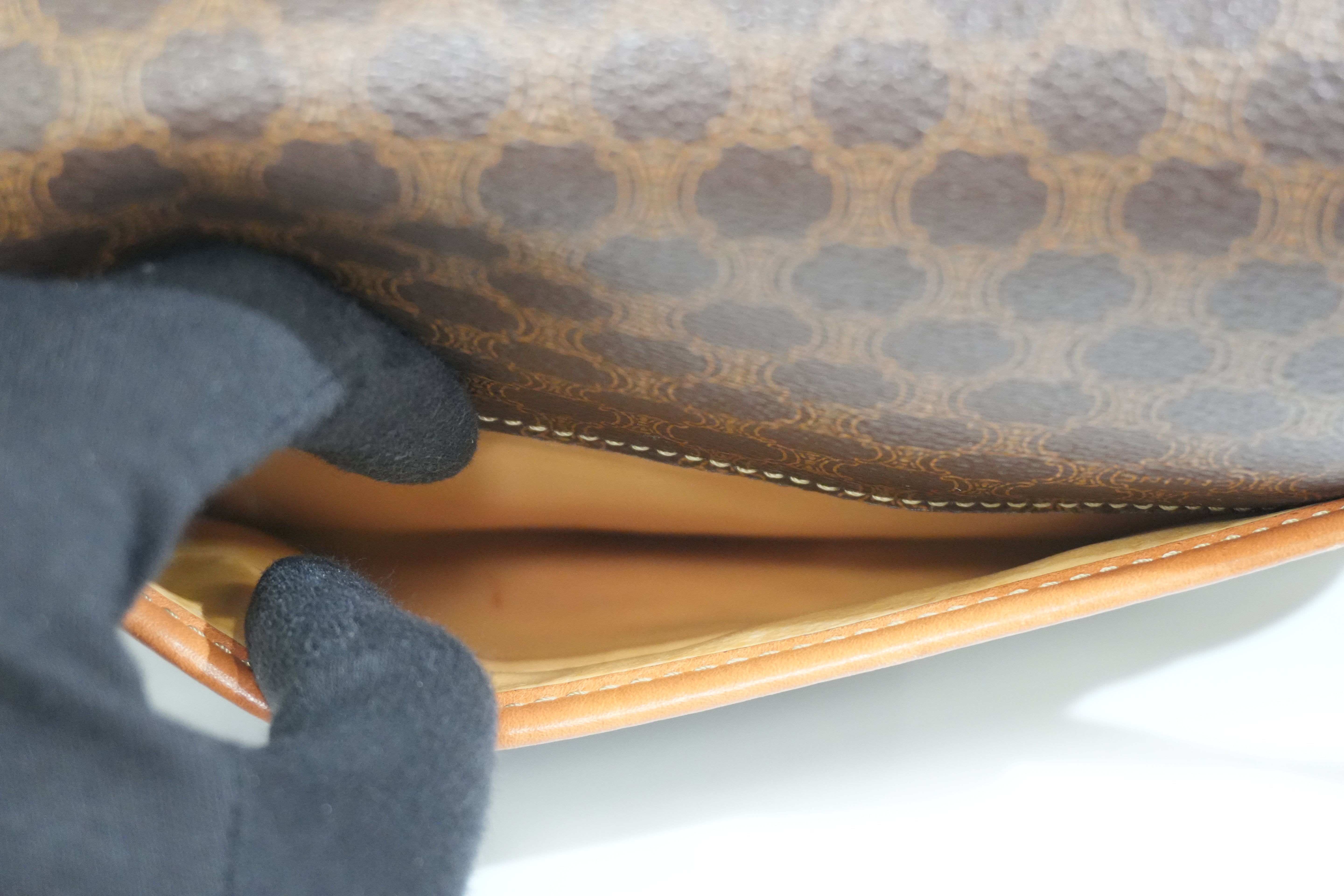Pre-owned Celine Macadam Crossbody Bag Brown