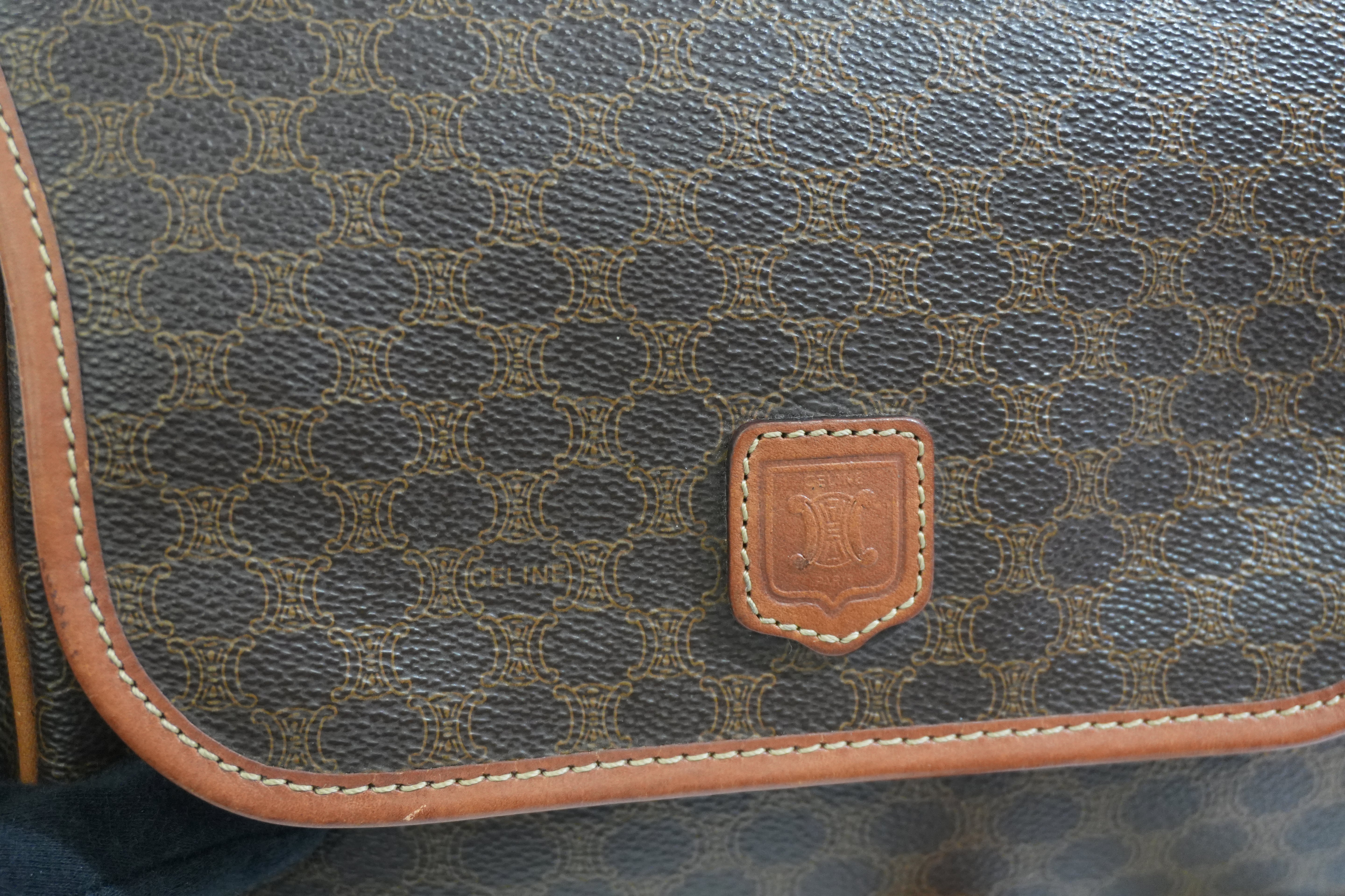 Pre-owned Celine Macadam Crossbody Bag Brown