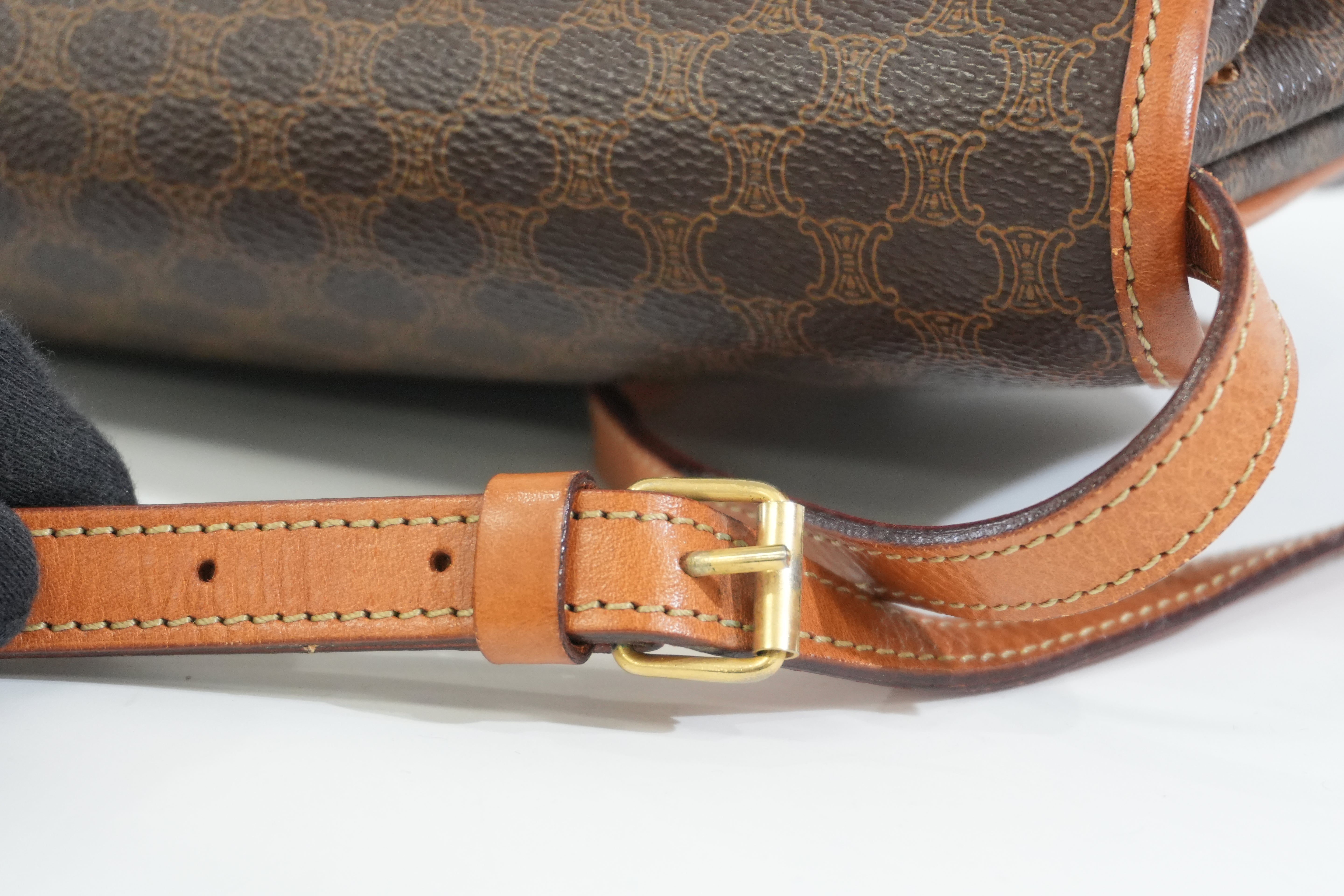Pre-owned Celine Macadam Crossbody Bag Brown