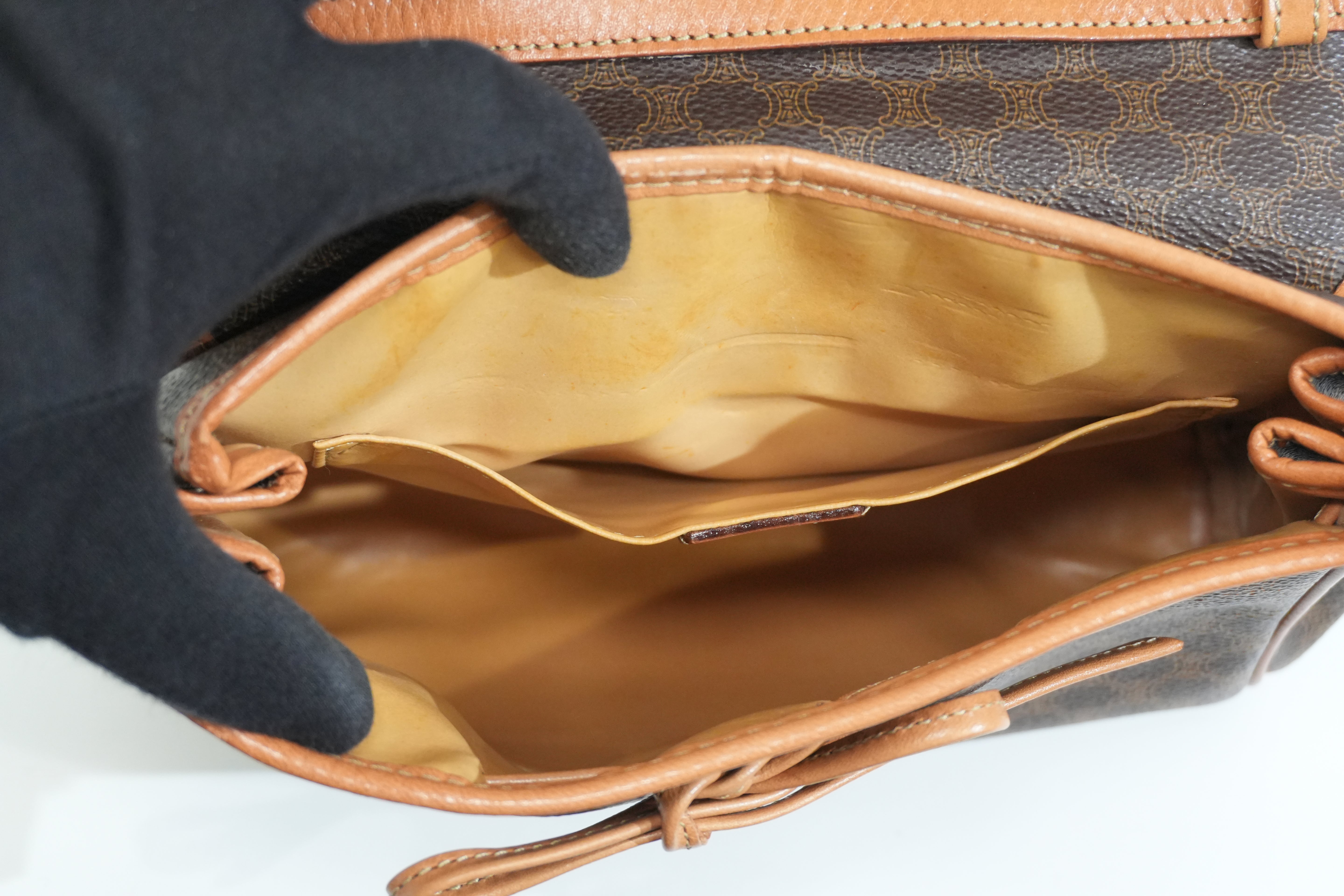 Pre-owned Celine Macadam Crossbody Bag Brown