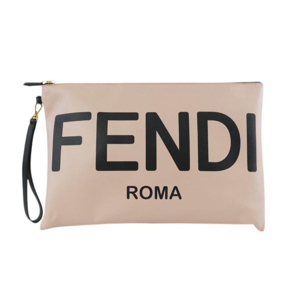 Fendi Clutch Bag Pink Leather Used
