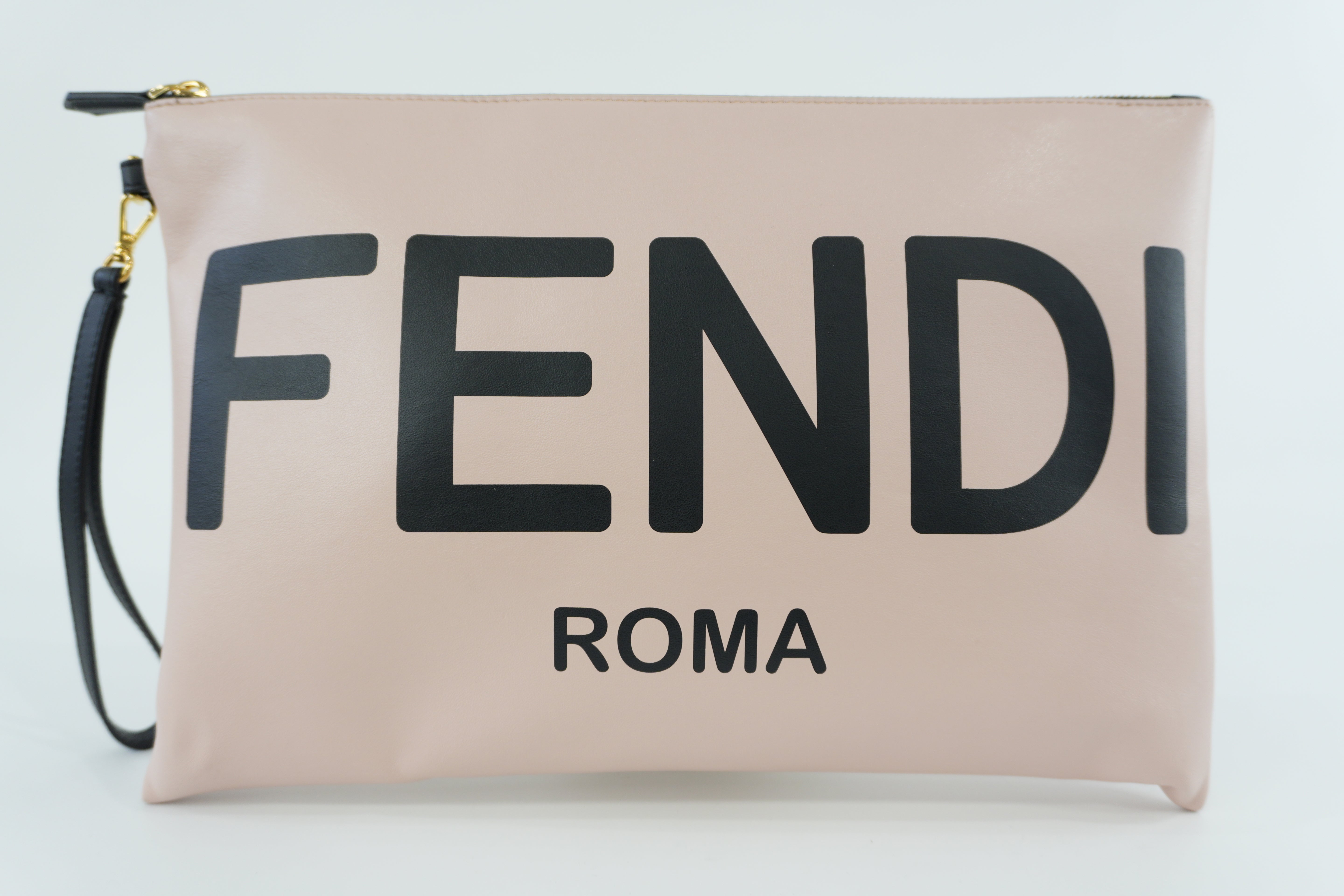 Fendi Clutch Bag Pink Leather Used