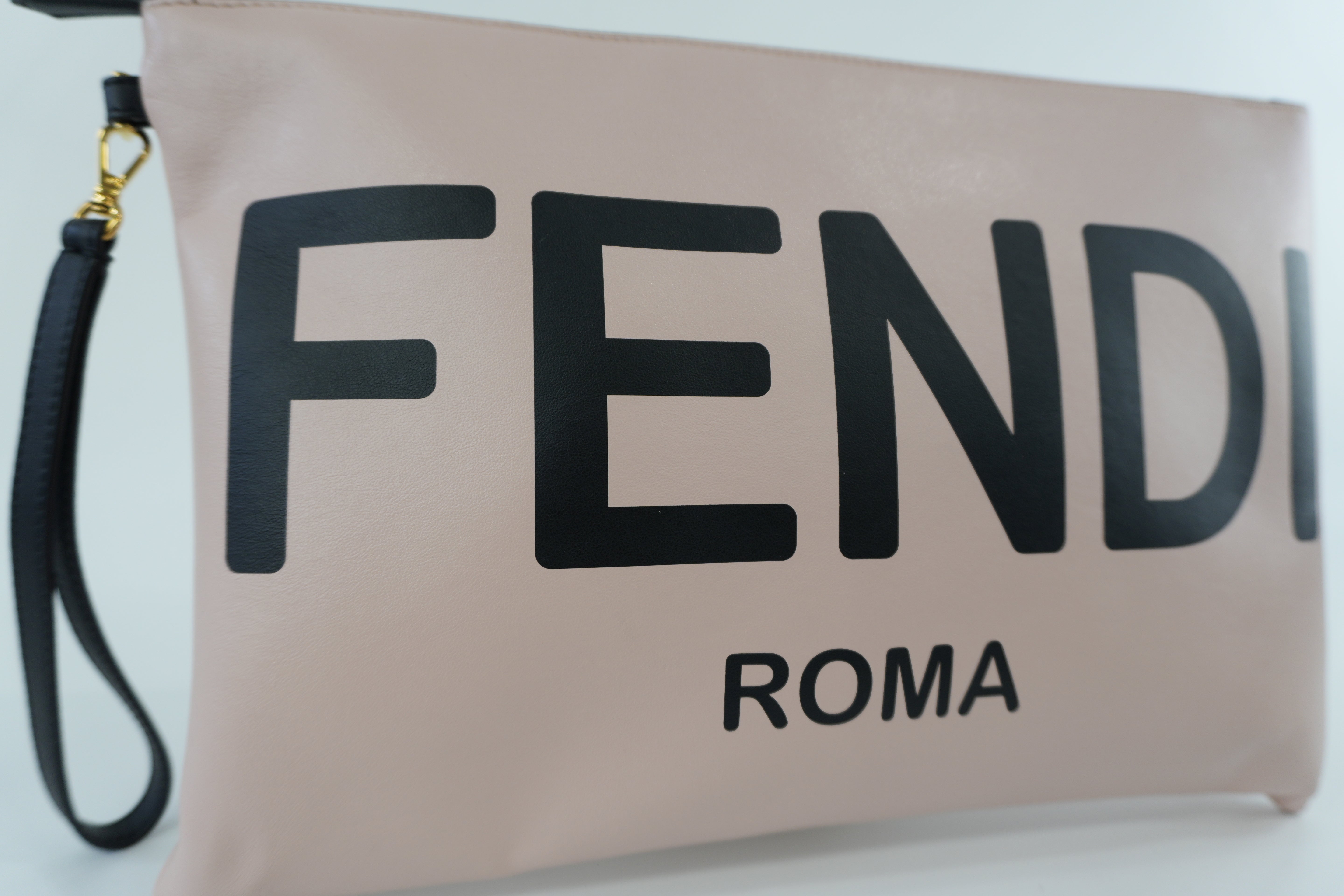 Fendi Clutch Bag Pink Leather Used