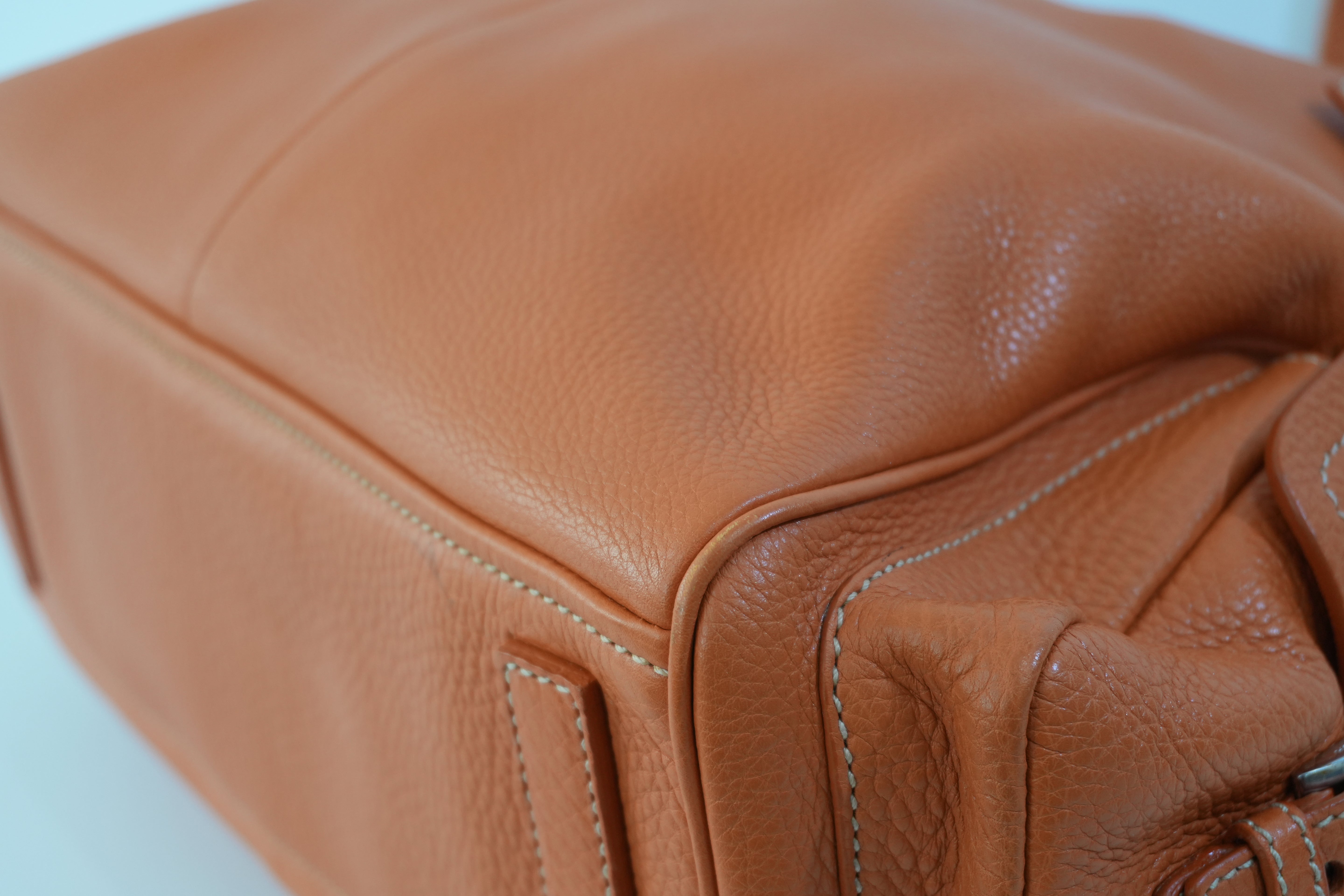 Prada Leather Tote Bag Orange Used