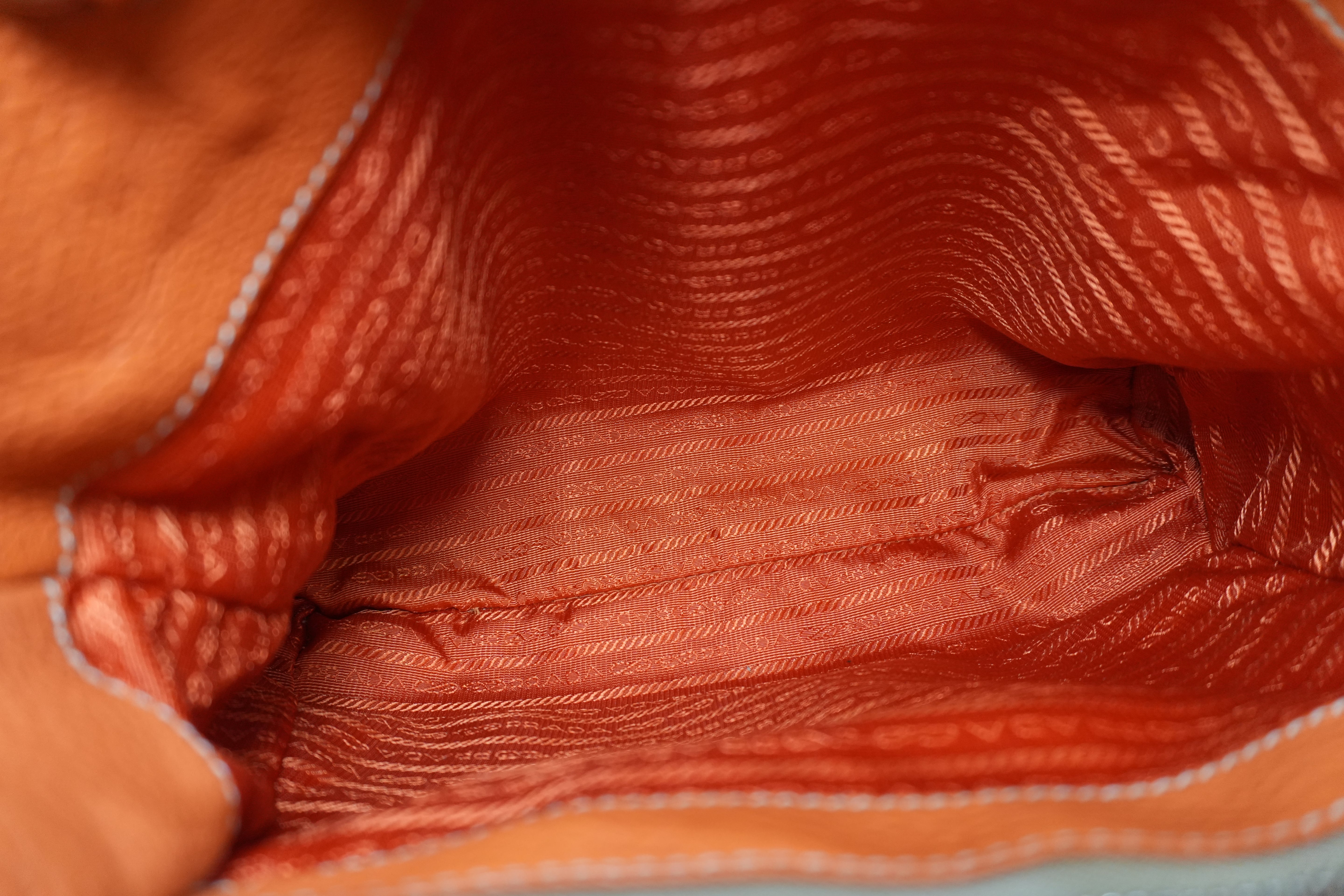 Prada Leather Tote Bag Orange Used