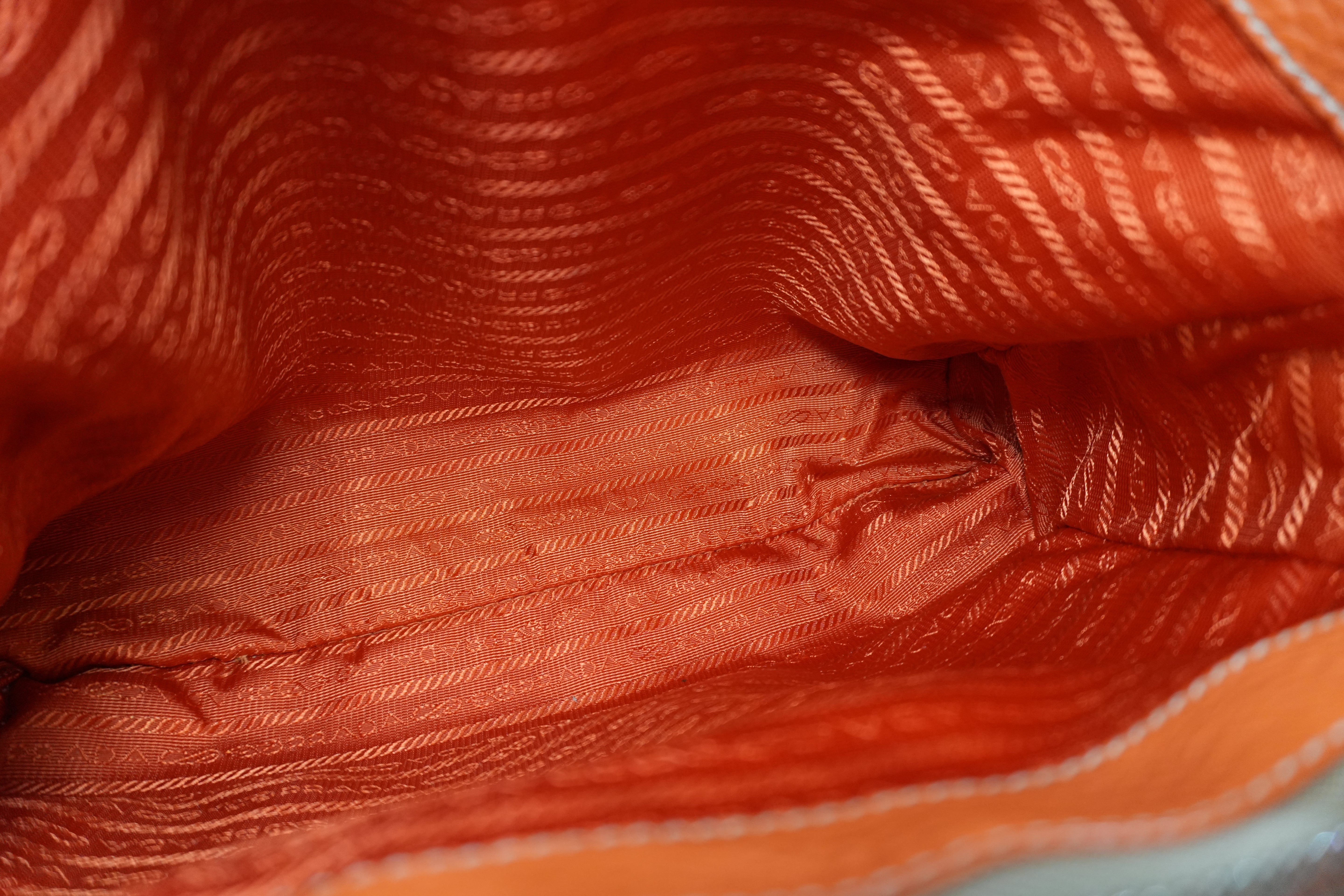 Prada Leather Tote Bag Orange Used