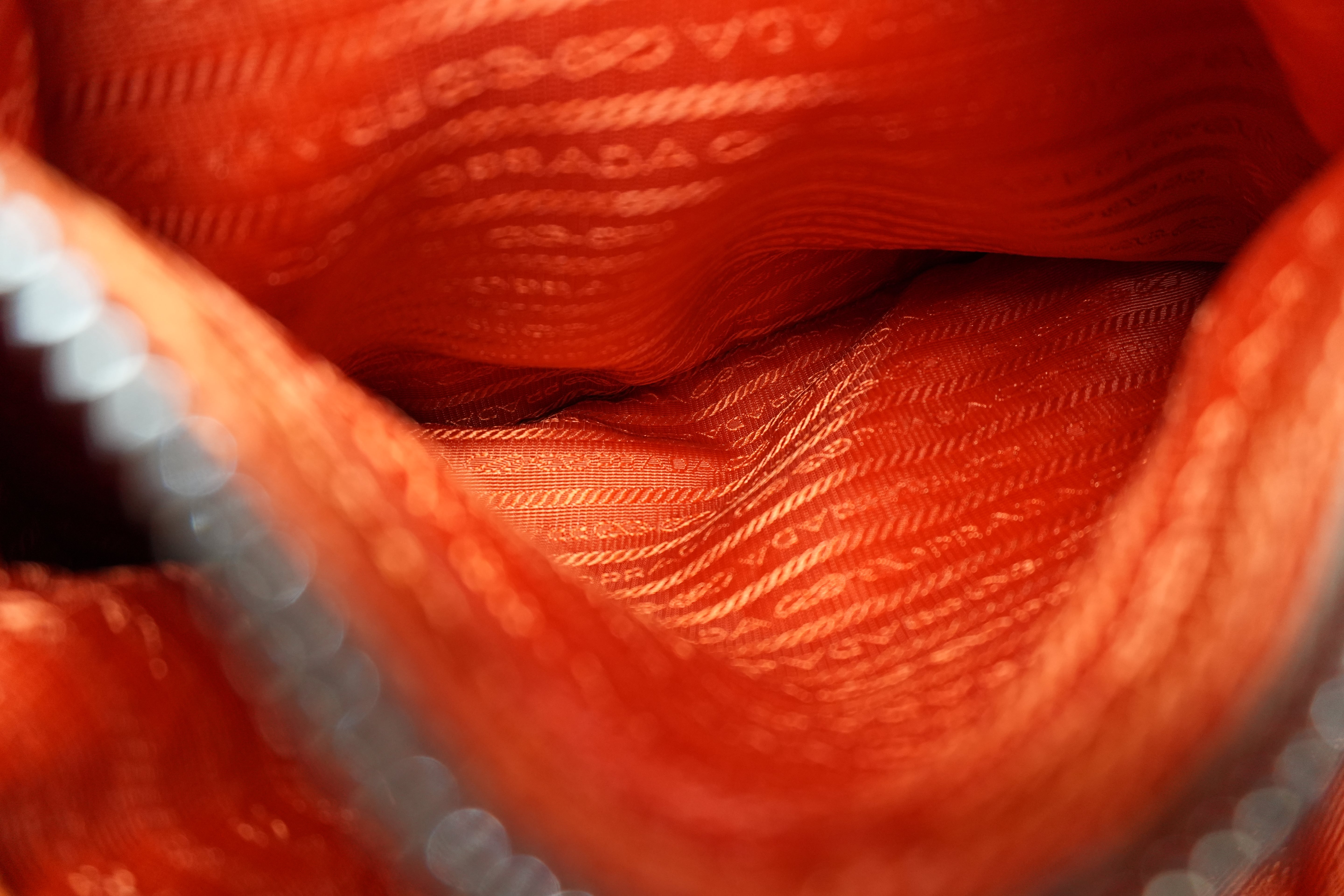 Prada Leather Tote Bag Orange Used