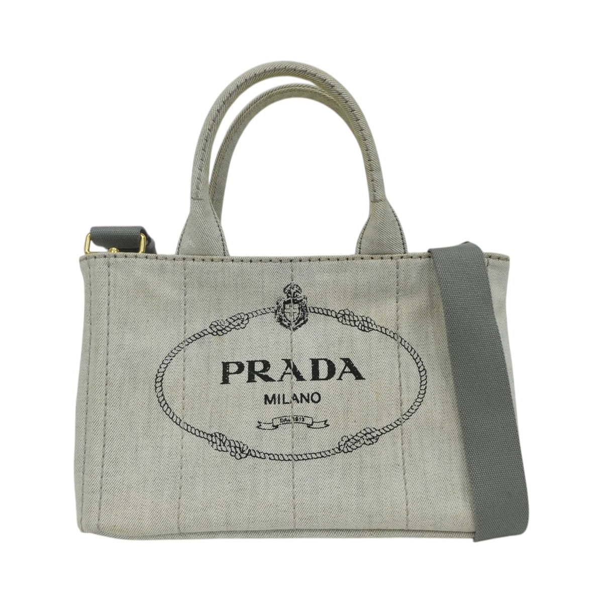 Pre-Owned Prada Fabric Canvas two Way Canapa Shoulder Bag Gray