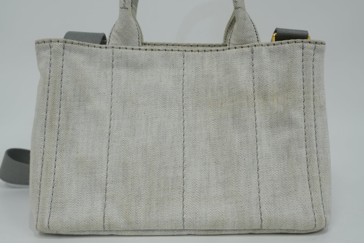 Pre-Owned Prada Fabric Canvas two Way Canapa Shoulder Bag Gray