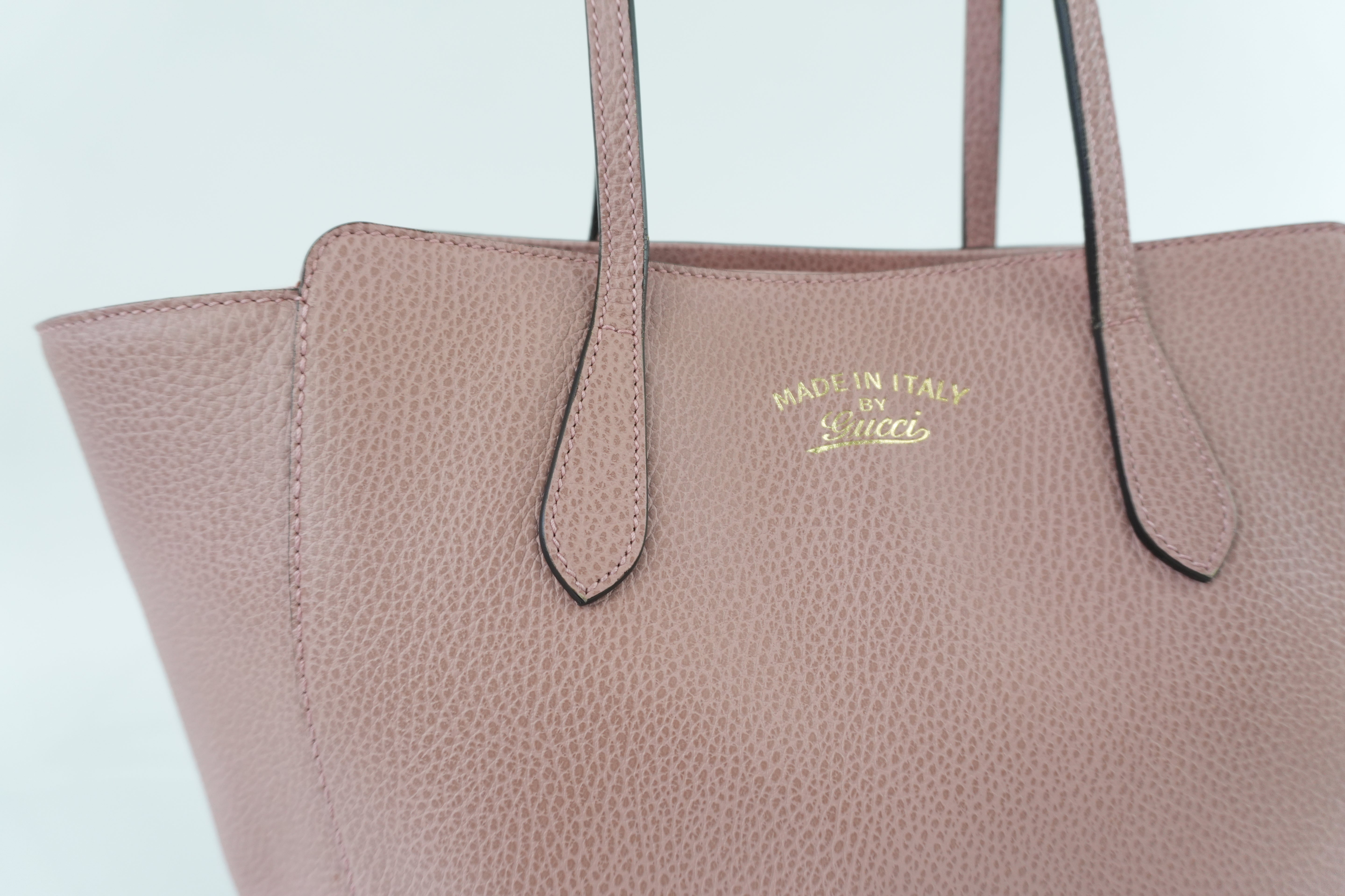 Gucci Swing Tote Bag Pink Leather Used