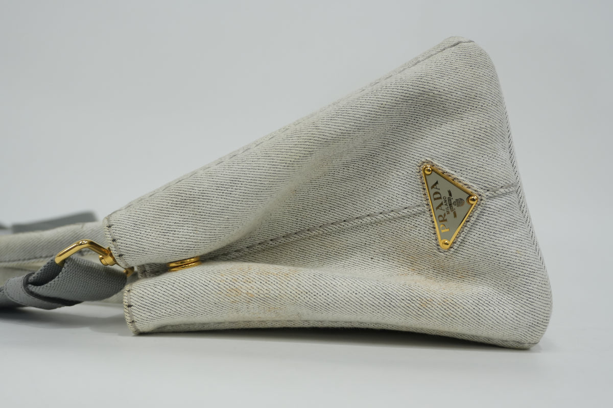 Pre-Owned Prada Fabric Canvas two Way Canapa Shoulder Bag Gray