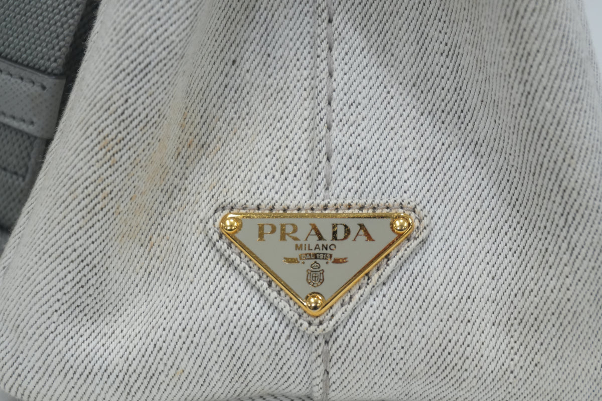 Pre-Owned Prada Fabric Canvas two Way Canapa Shoulder Bag Gray