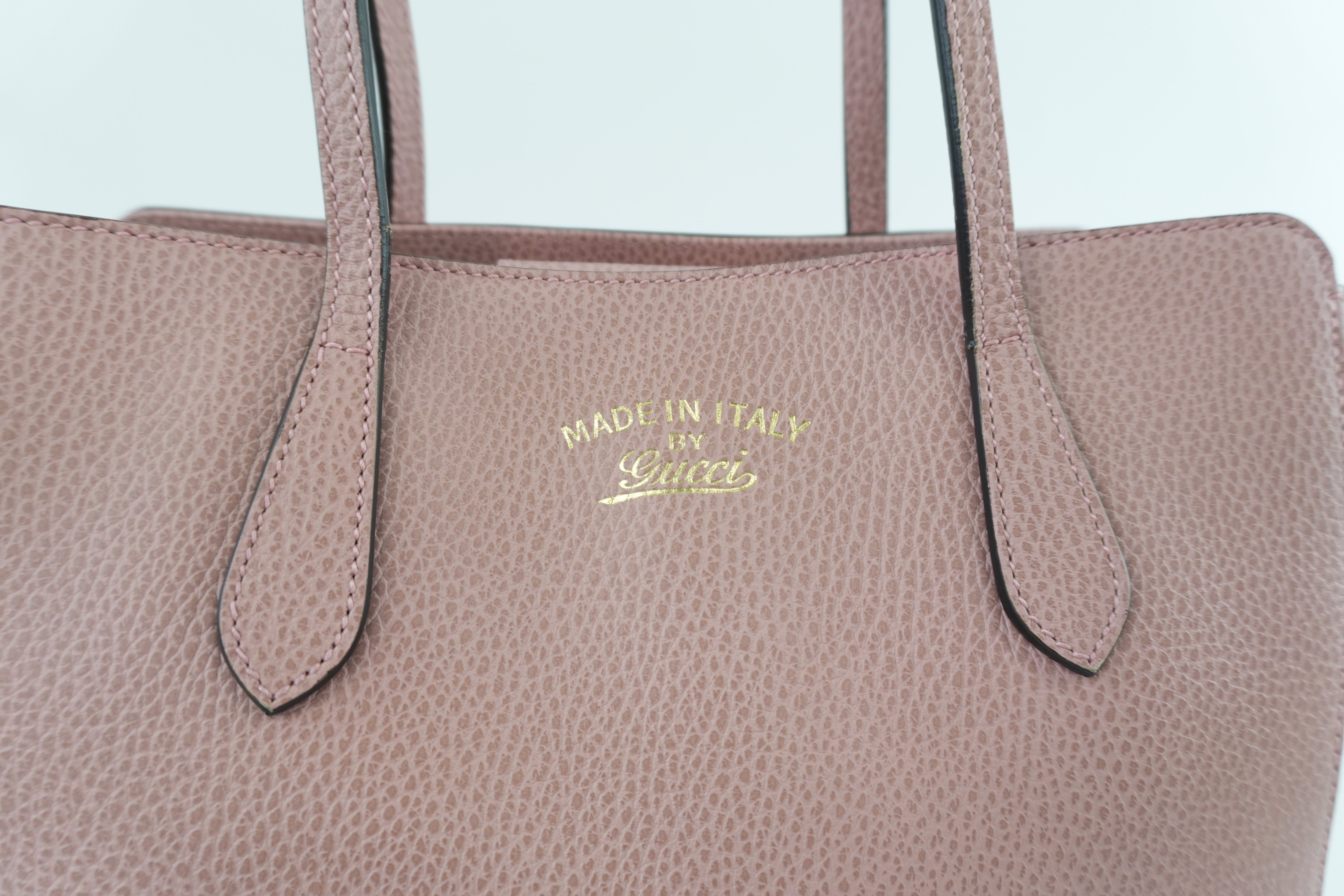 Gucci Swing Tote Bag Pink Leather Used