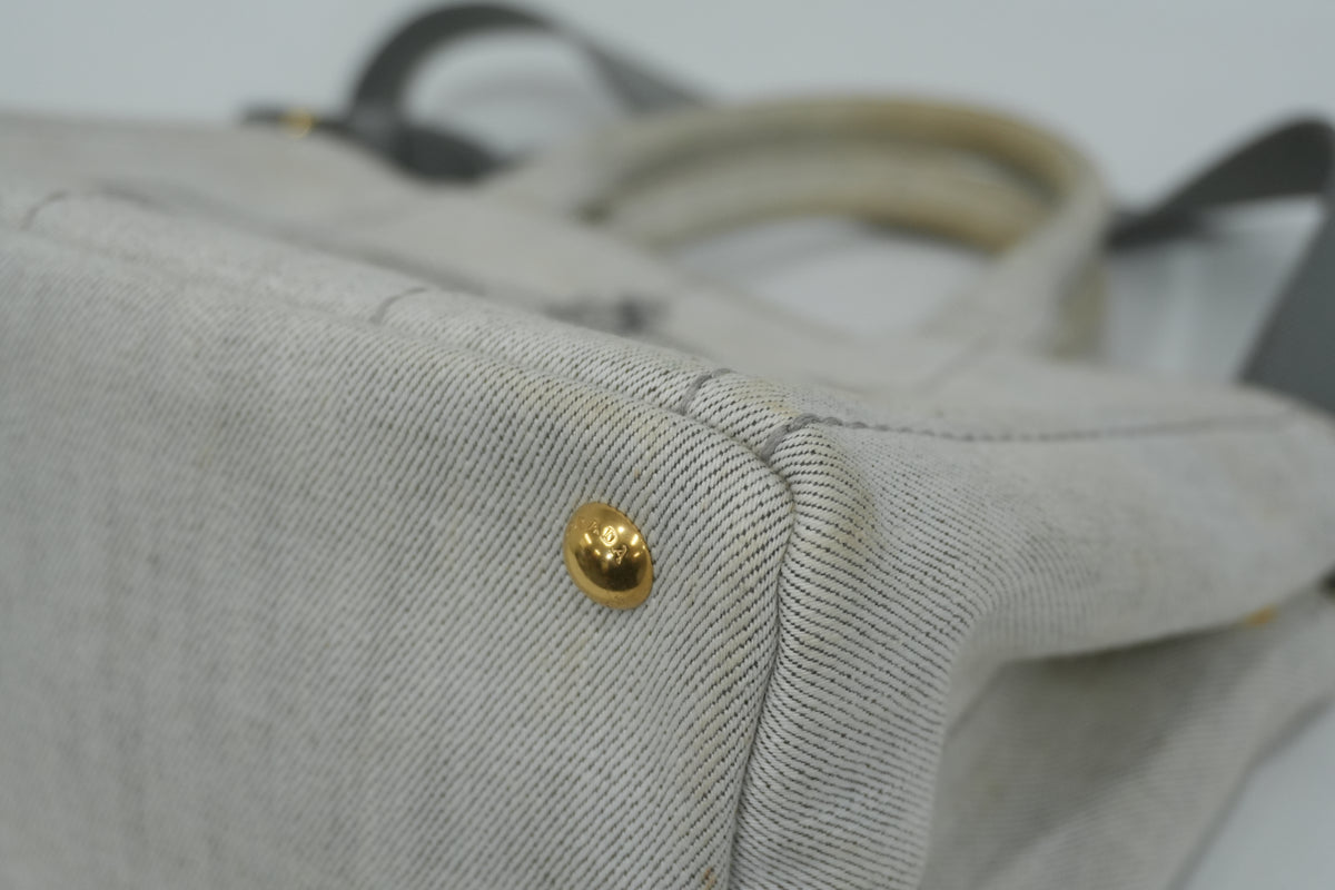 Pre-Owned Prada Fabric Canvas two Way Canapa Shoulder Bag Gray